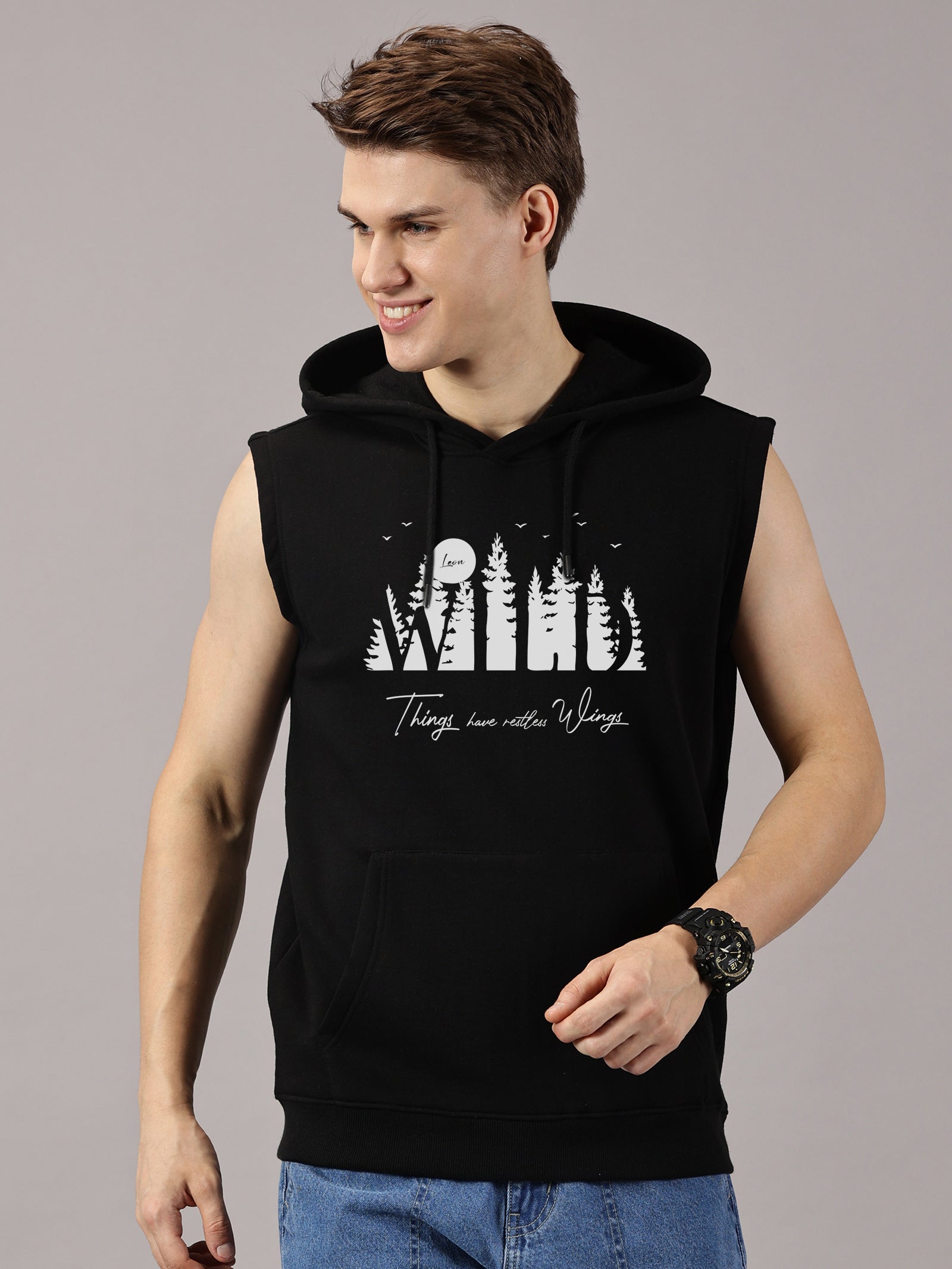 Sweatshirt :Wild Printed Sleeveless Hoodie