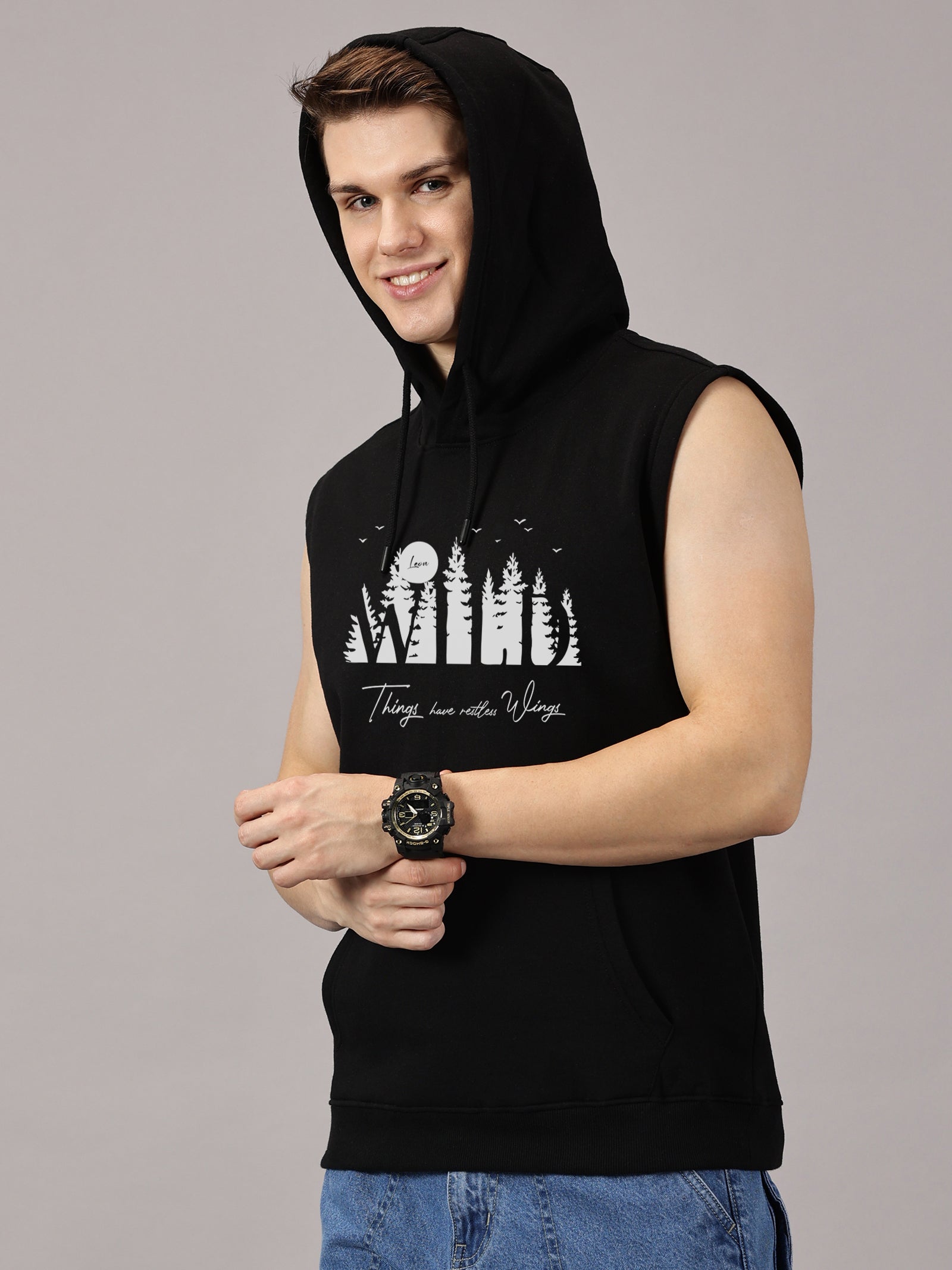 Sweatshirt :Wild Printed Sleeveless Hoodie