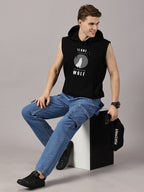 Sweatshirt :Wolf Printed Sleeveless Hoodie