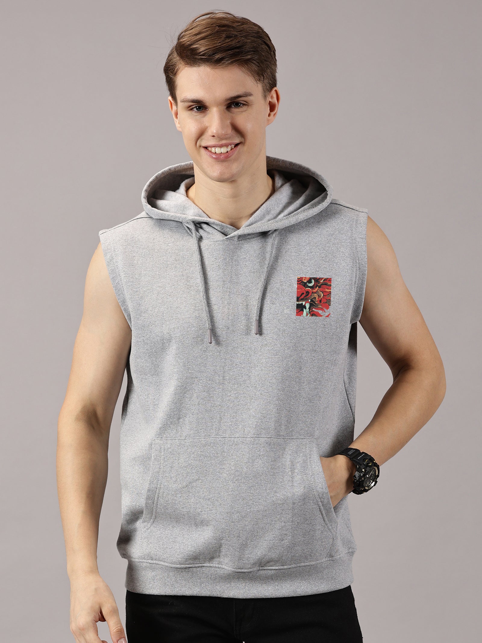 Sweatshirt :: Dragon Printed Sleeveless Hoodie