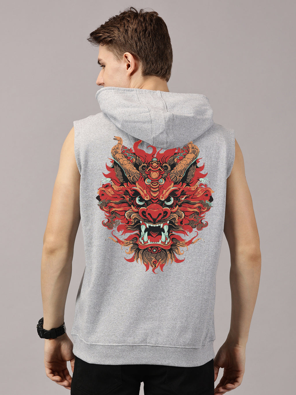Sweatshirt :: Dragon Printed Sleeveless Hoodie
