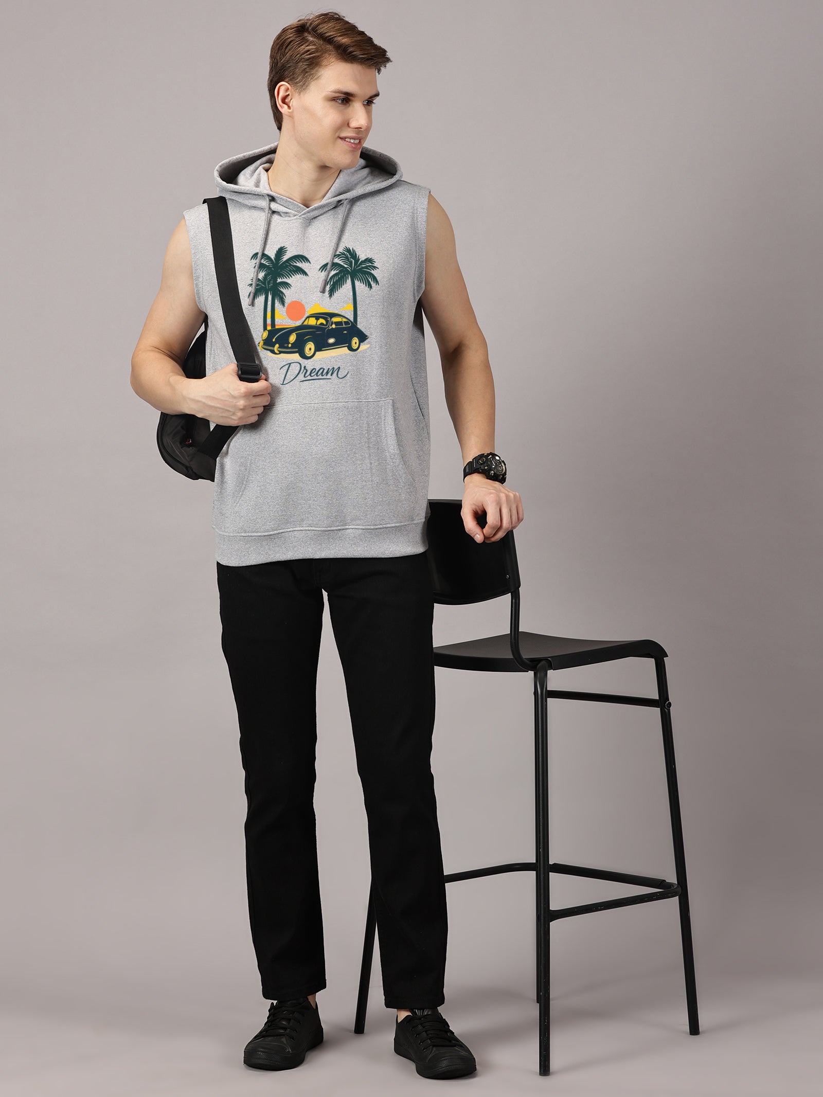 Sweatshirt :Dream Printed Sleeveless Hoodie