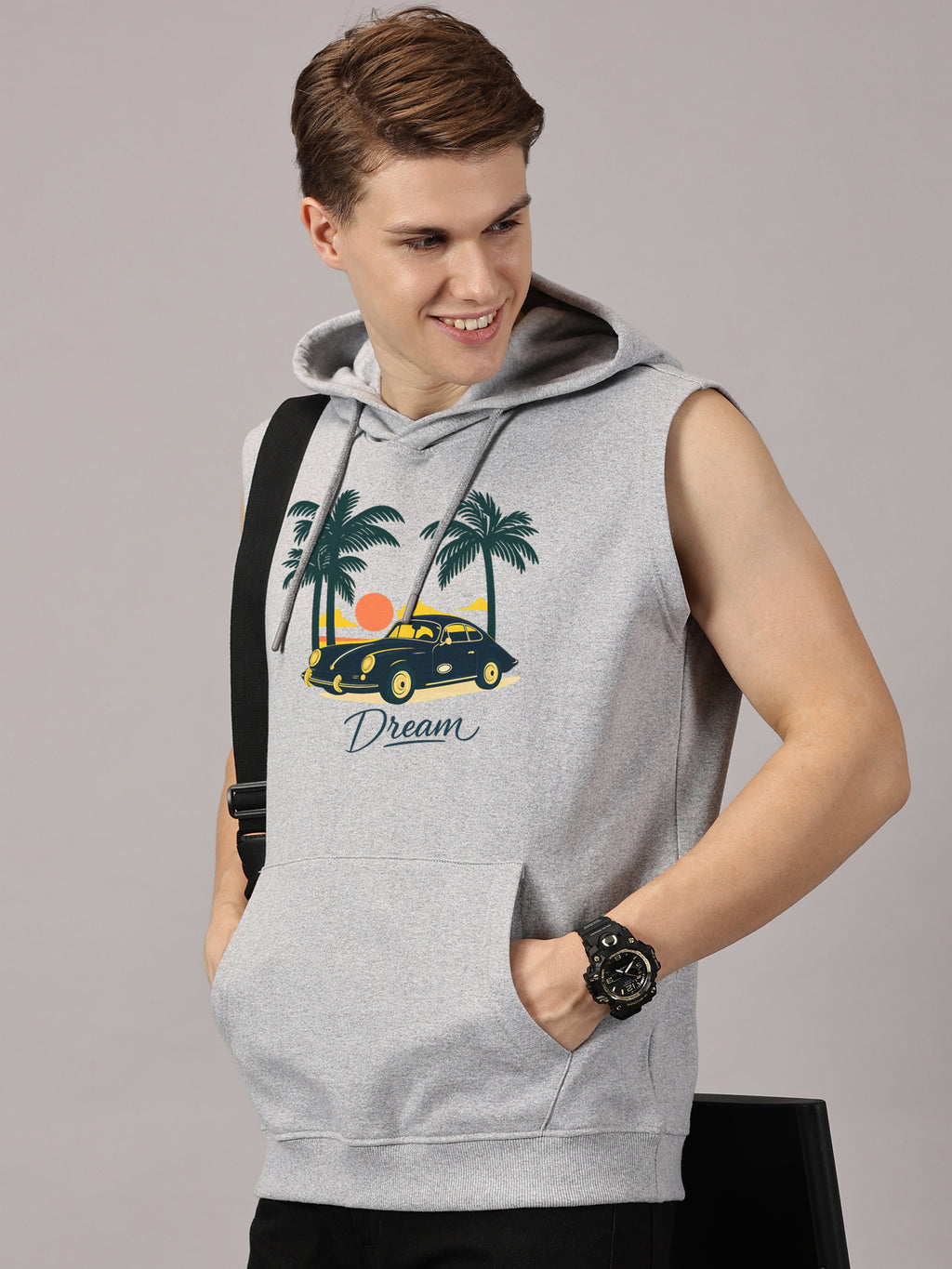 Sweatshirt :Dream Printed Sleeveless Hoodie