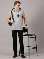 Sweatshirt ::Good Vibes Printed Sleeveless Hoodie