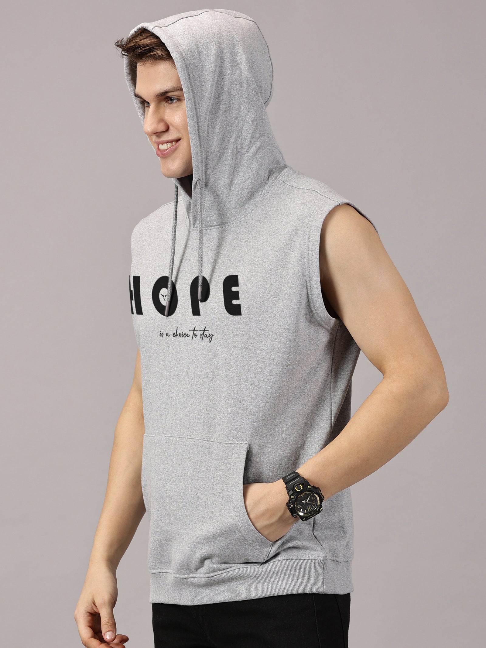 Sweatshirt :Hope Printed Sleeveless Hoodie