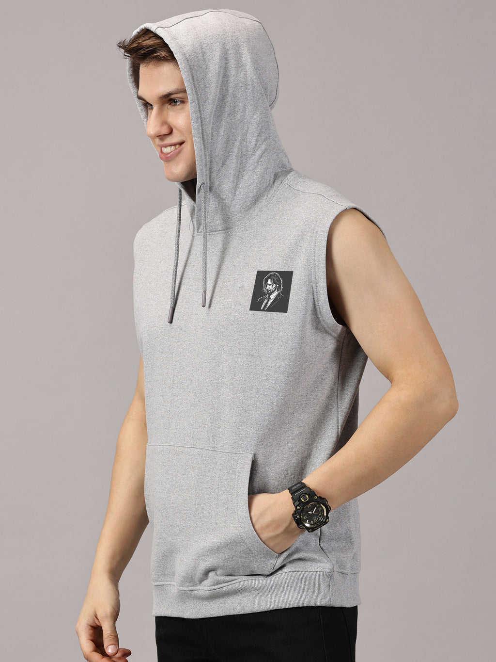 Sweatshirt :: John Printed Sleeveless Hoodie