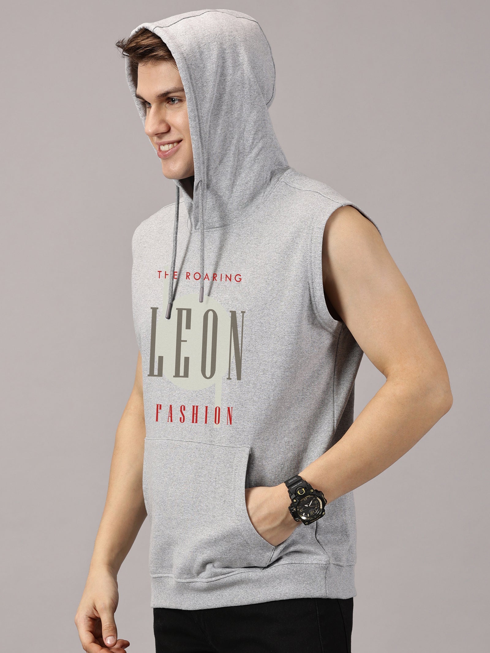 Sweatshirt :Leonfashion Printed Sleeveless Hoodie