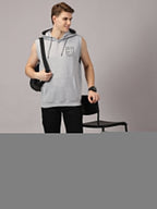 Sweatshirt :Leonstamp Printed Sleeveless Hoodie