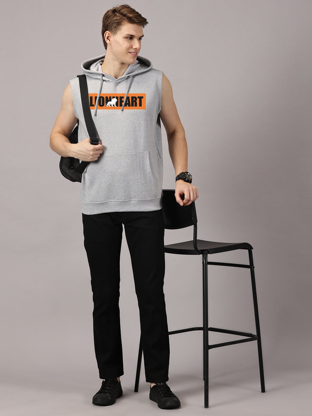 Sweatshirt :Lionheart Printed Sleeveless Hoodie