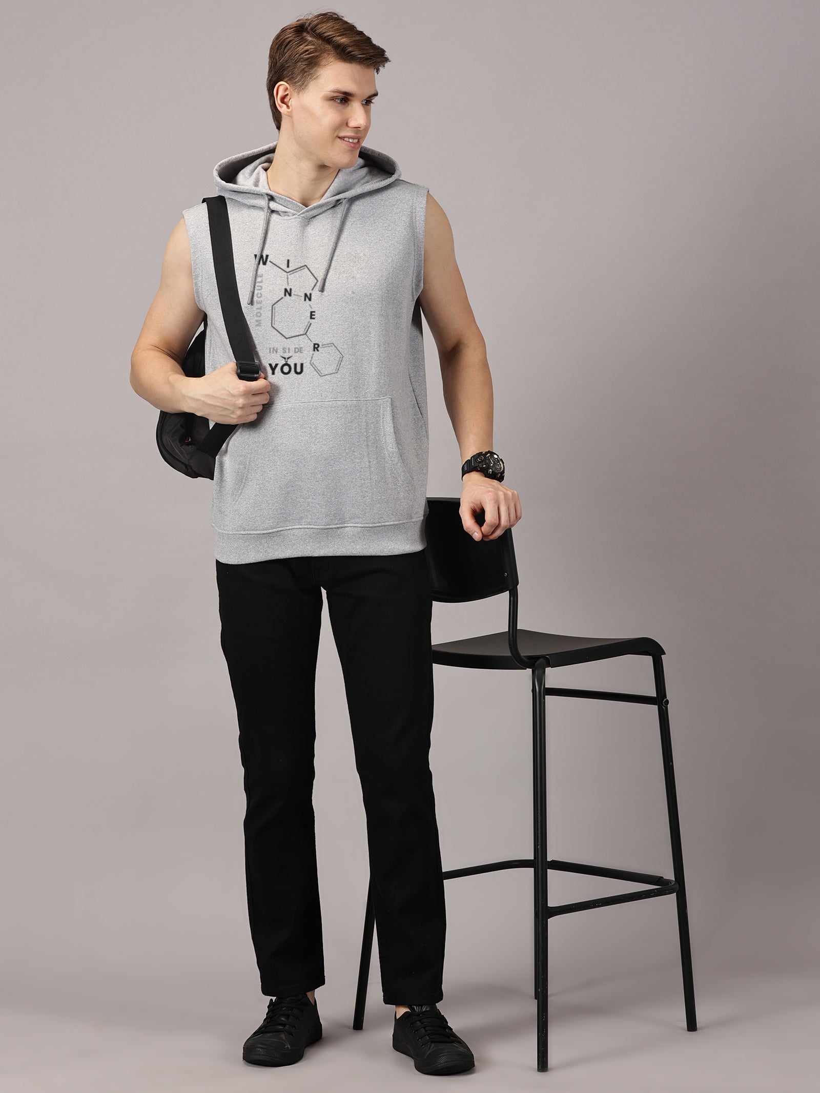 Sweatshirt :Winner Printed Sleeveless Hoodie