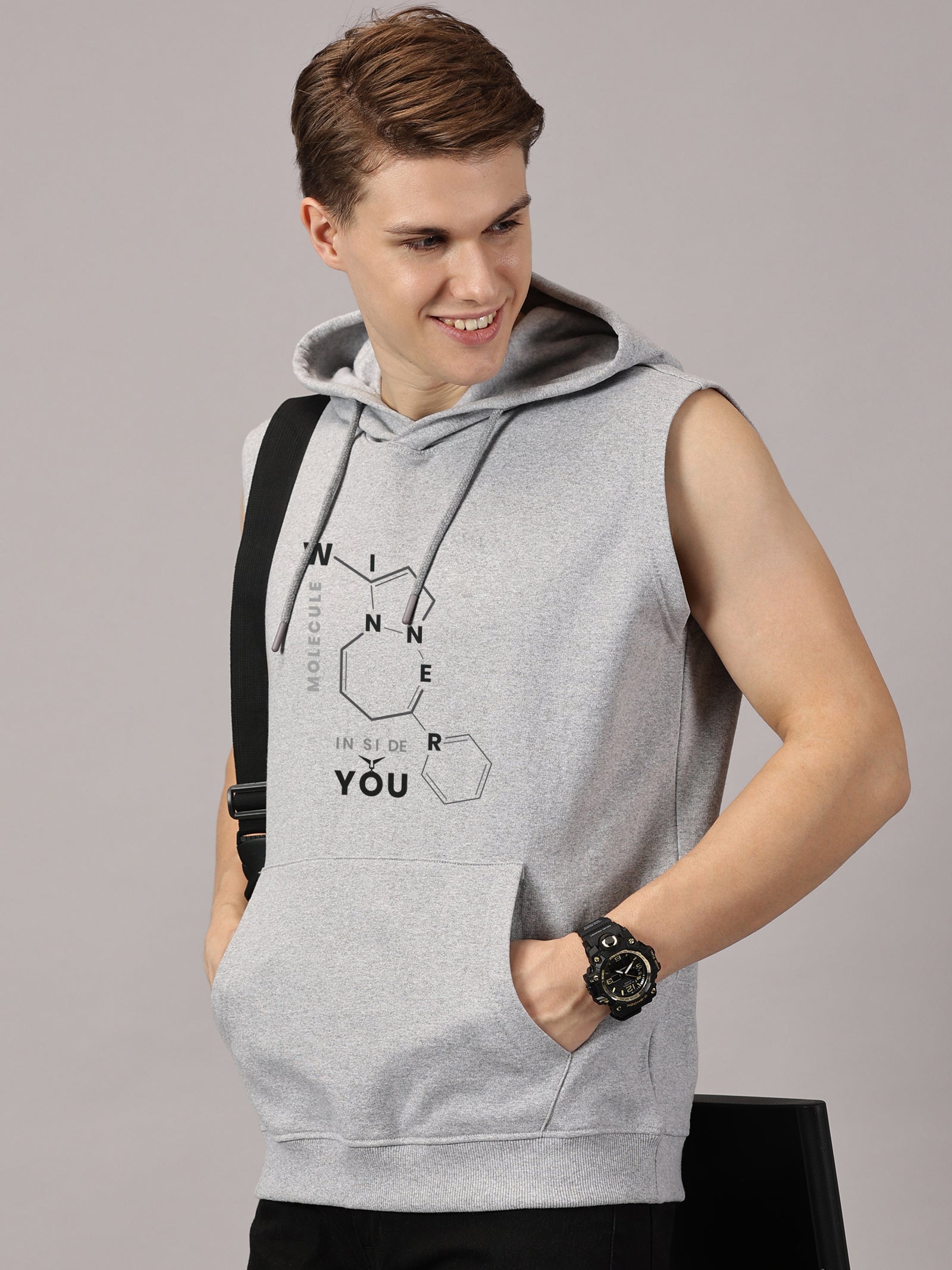 Sweatshirt :Winner Printed Sleeveless Hoodie