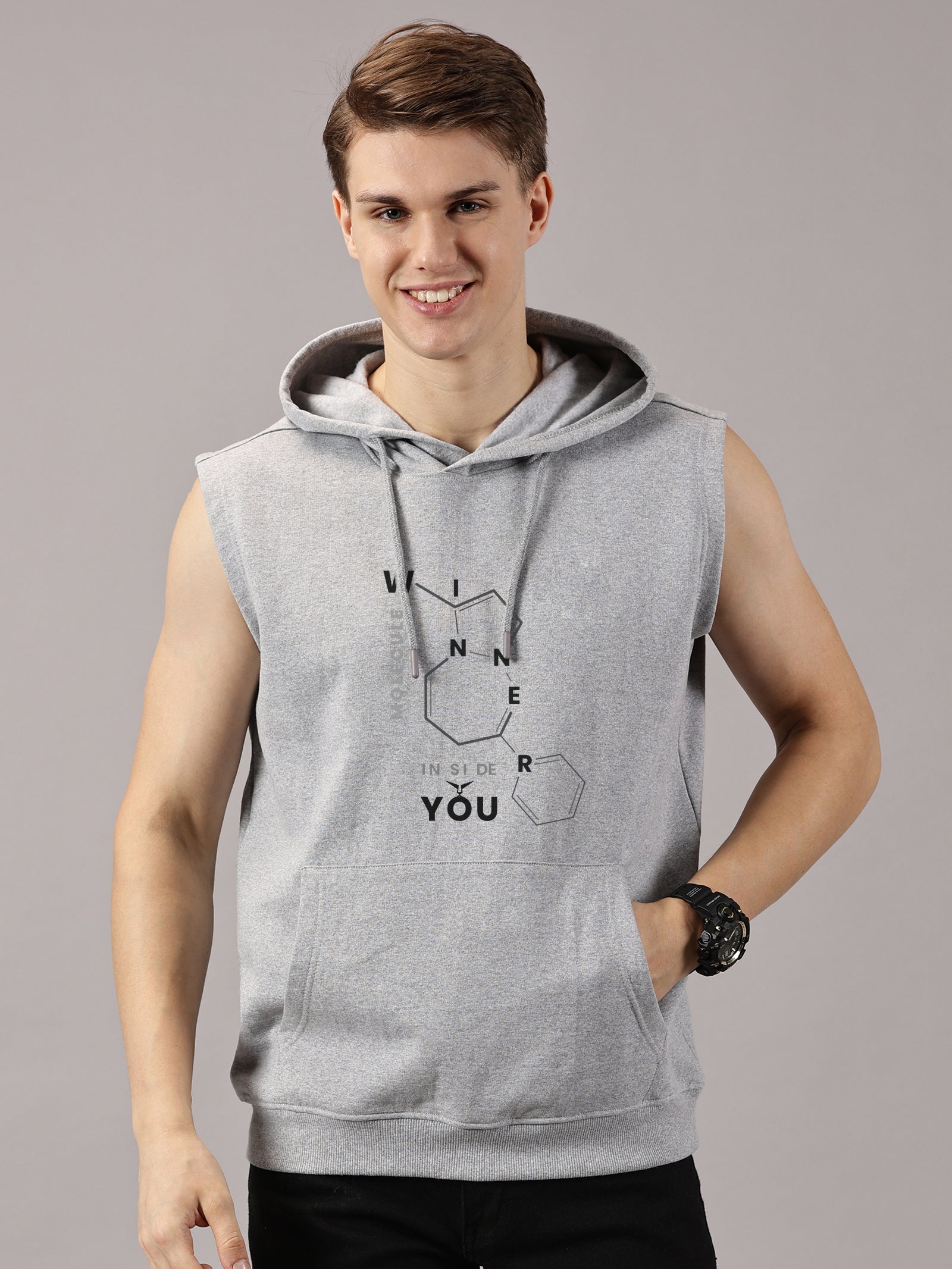 Sweatshirt :Winner Printed Sleeveless Hoodie