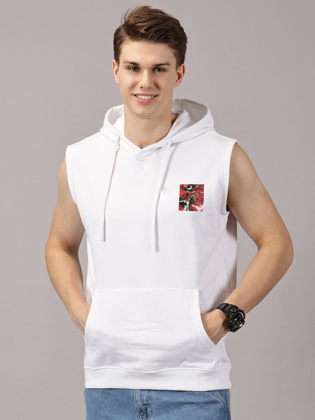 Sweatshirt :: Dragon Printed Sleeveless Hoodie