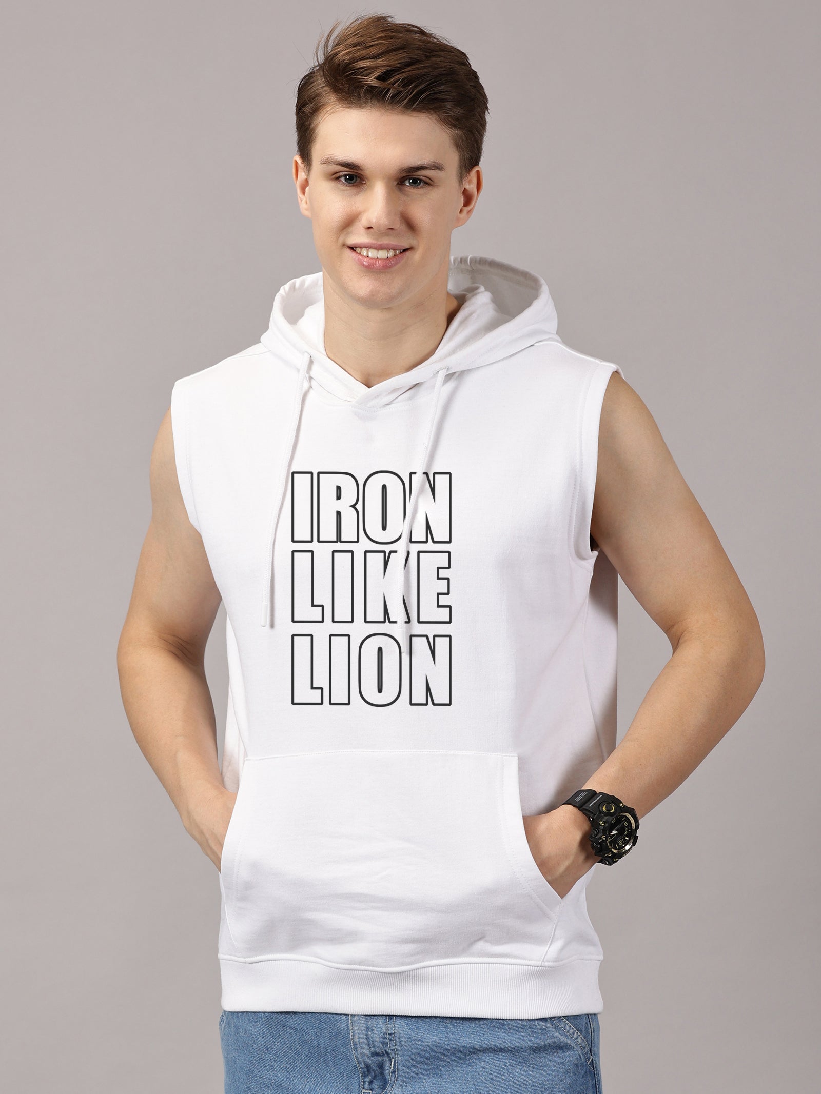 Sweatshirt :Ironlikelion Printed Sleeveless Hoodie