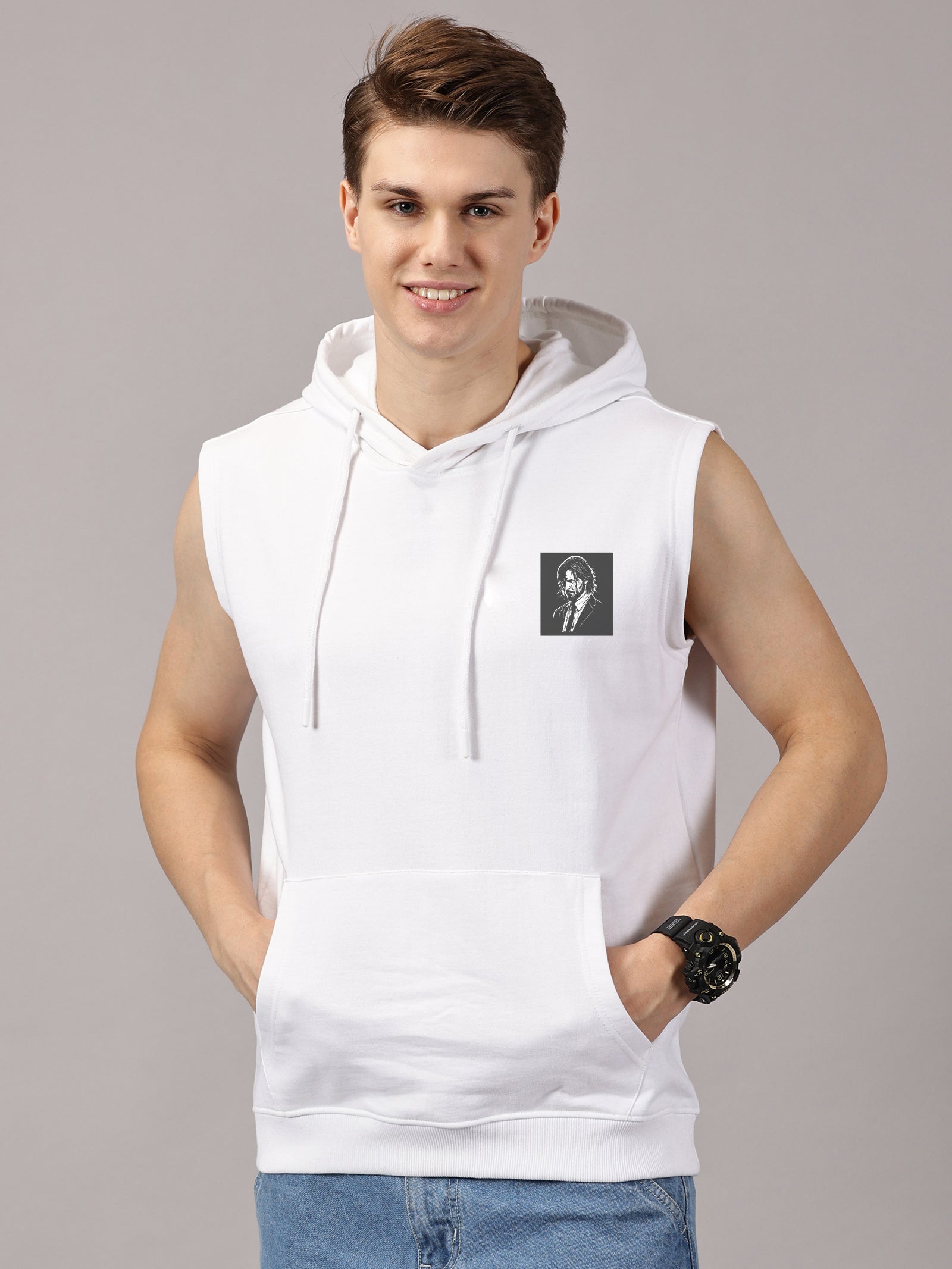 Sweatshirt :: John Printed Sleeveless Hoodie