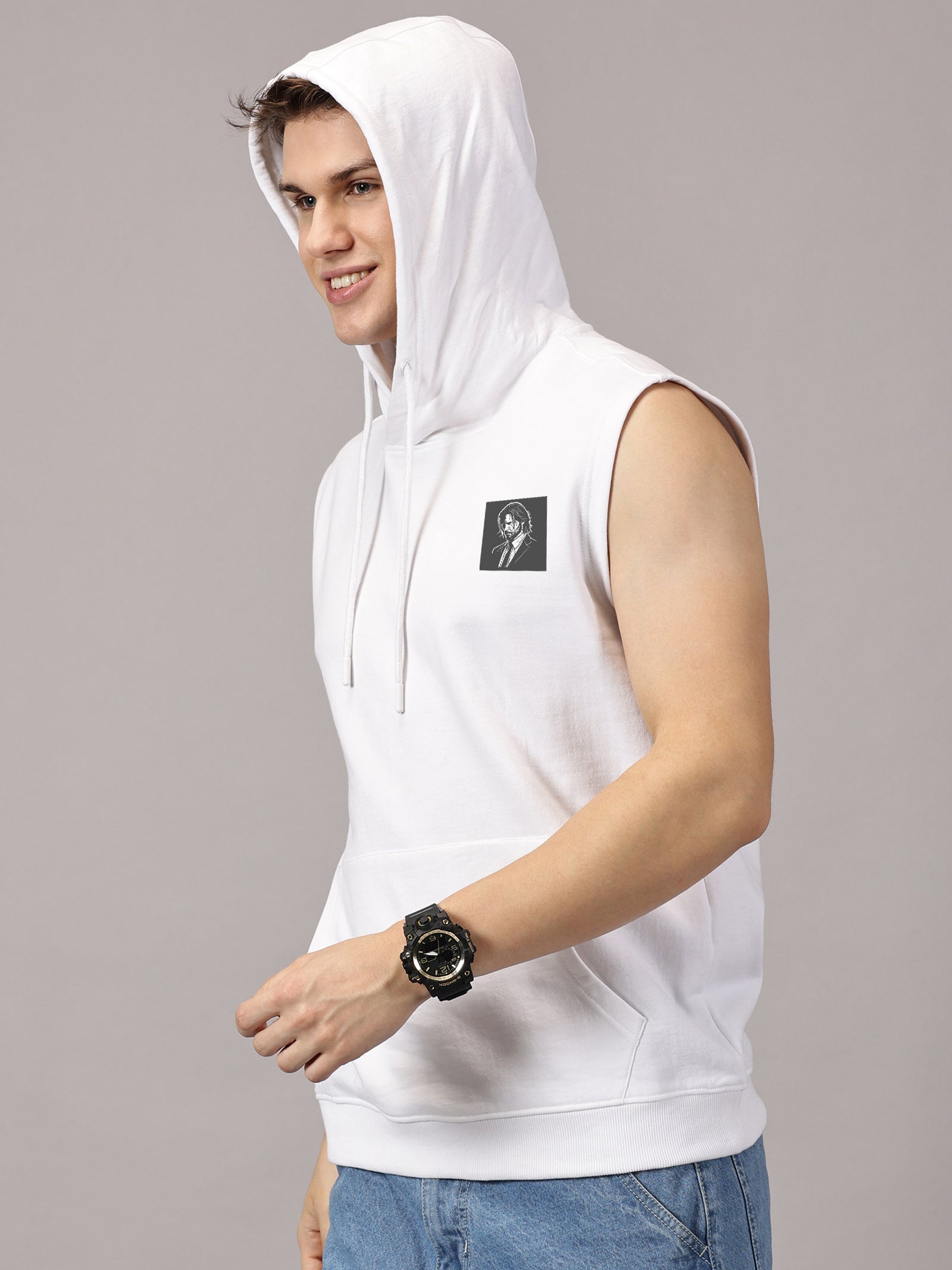 Sweatshirt :: John Printed Sleeveless Hoodie