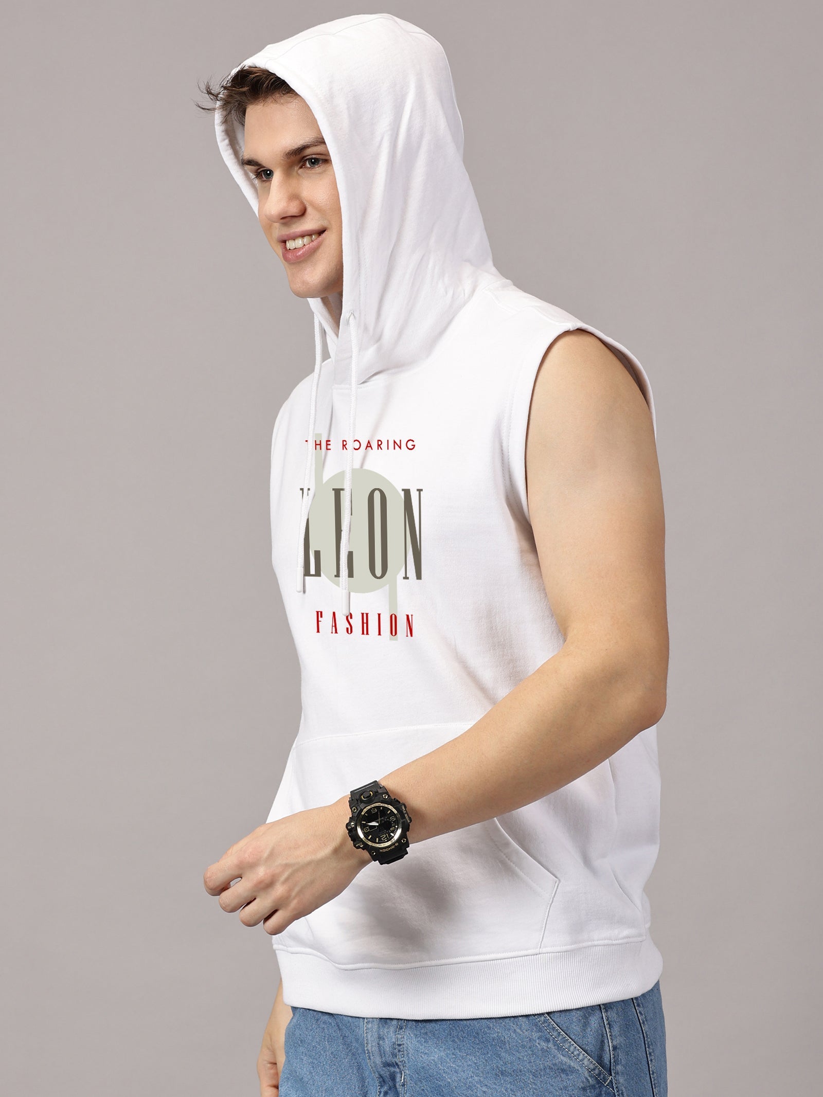 Sweatshirt :Leonfashion Printed Sleeveless Hoodie