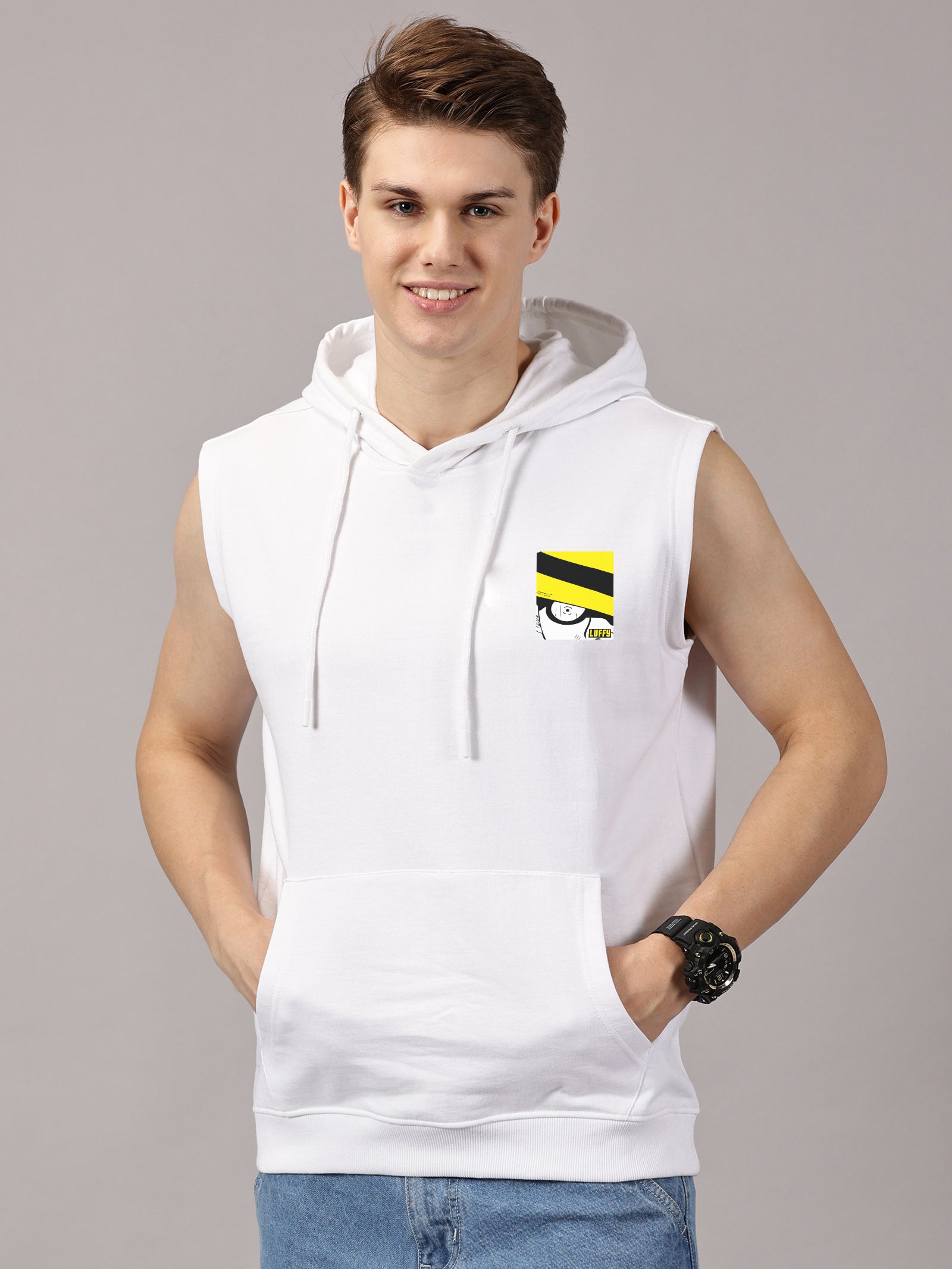 Sweatshirt ::  Luffy Printed Sleeveless Hoodie