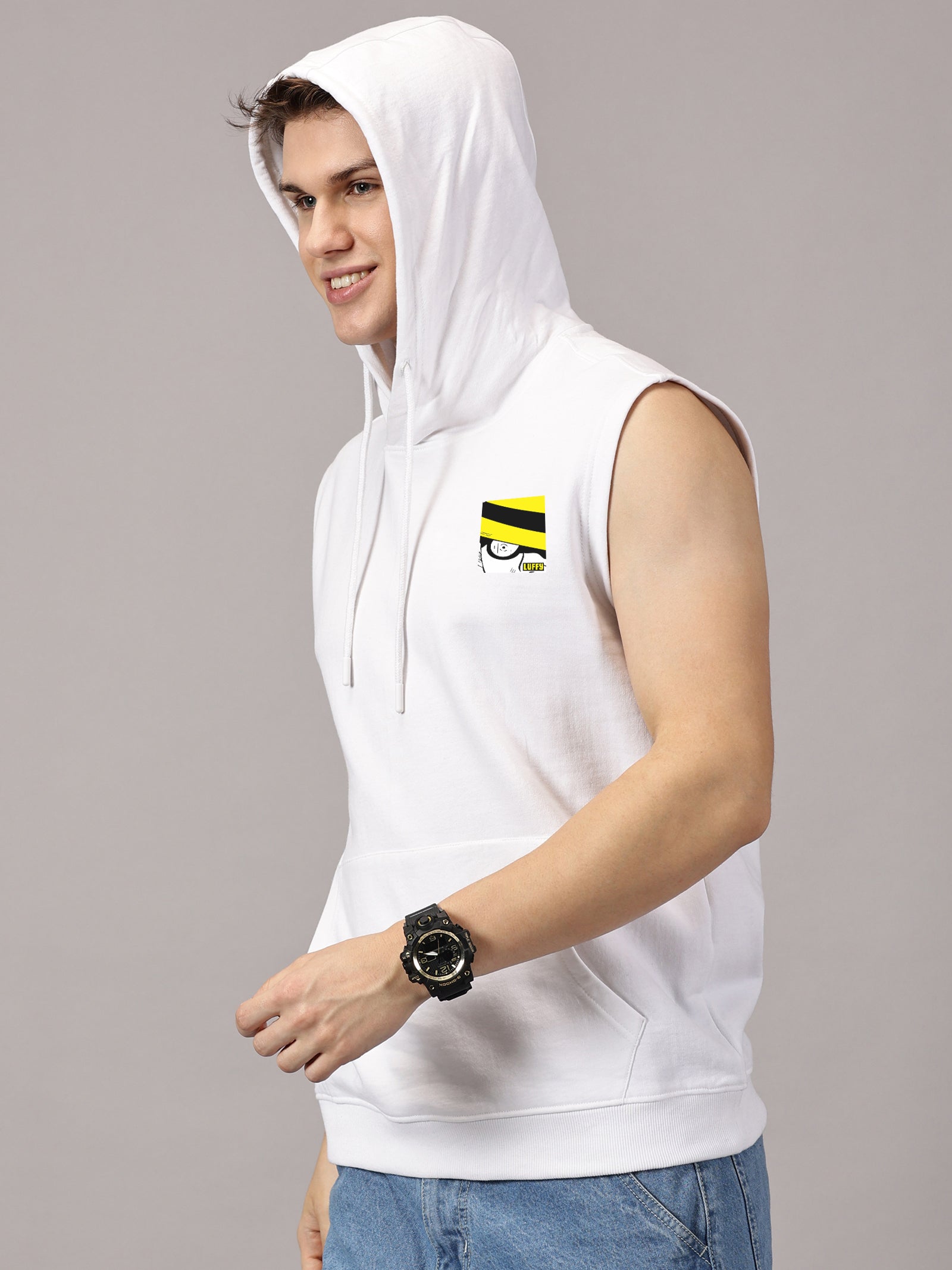 Sweatshirt ::  Luffy Printed Sleeveless Hoodie