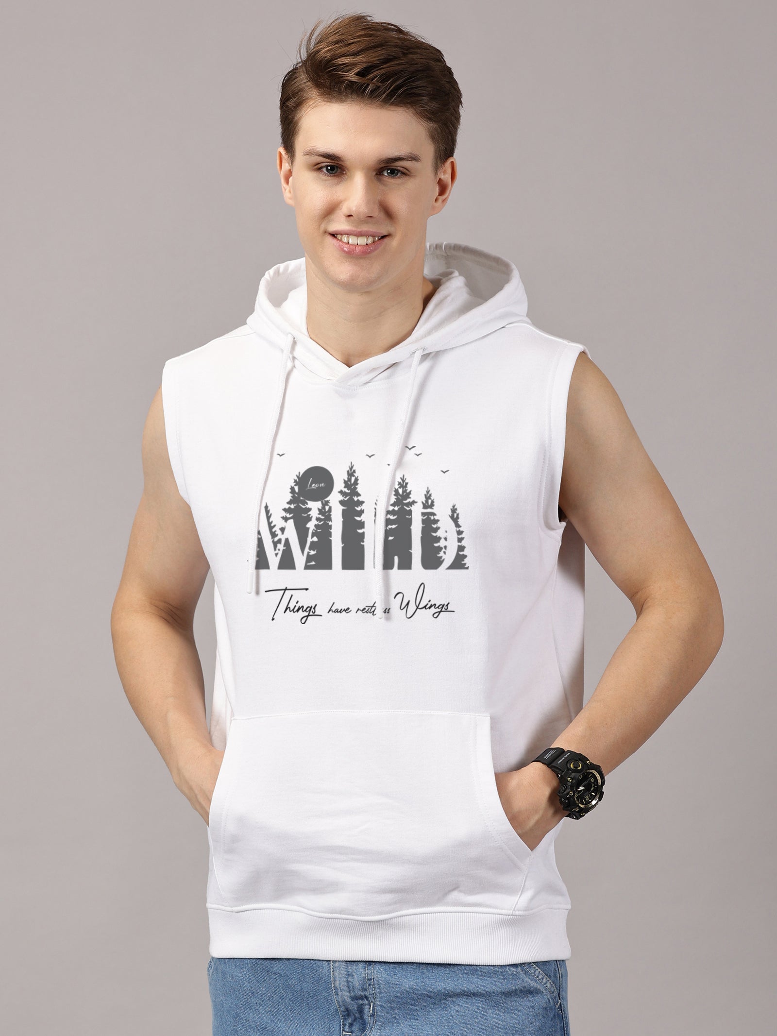 Sweatshirt :Wild Printed Sleeveless Hoodie