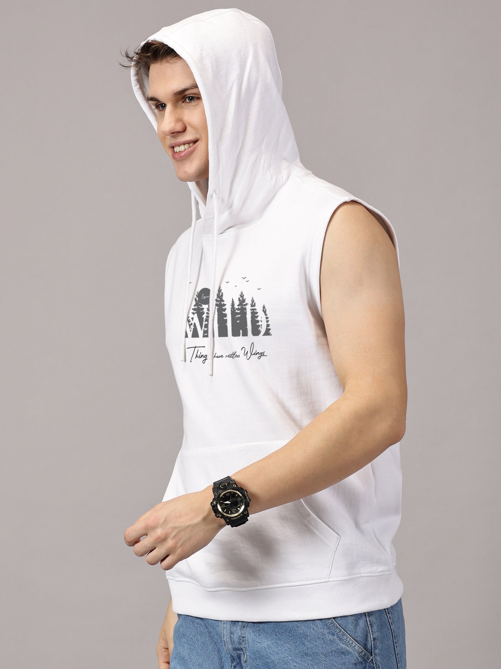 Sweatshirt :Wild Printed Sleeveless Hoodie