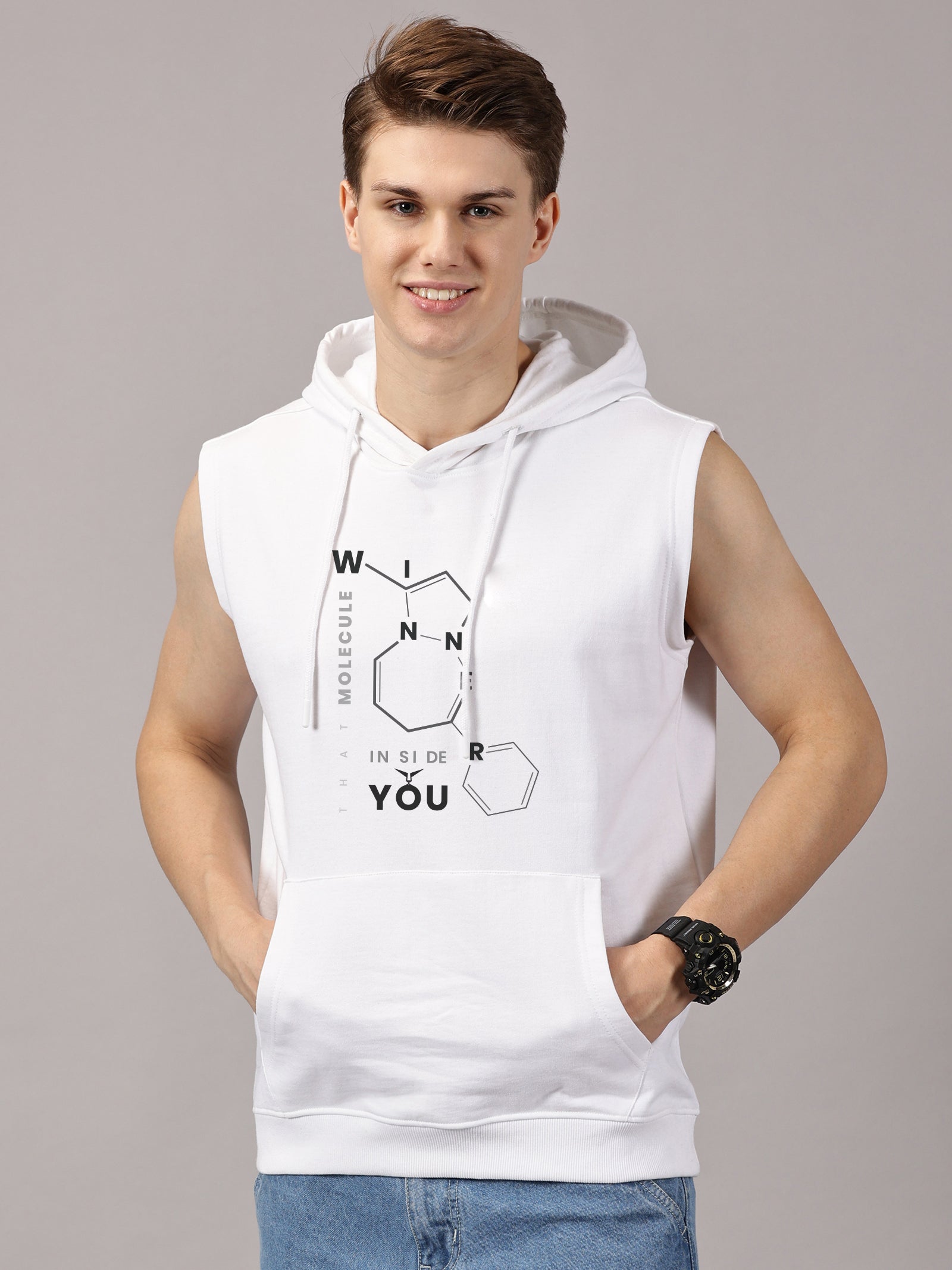 Sweatshirt :Winner Printed Sleeveless Hoodie