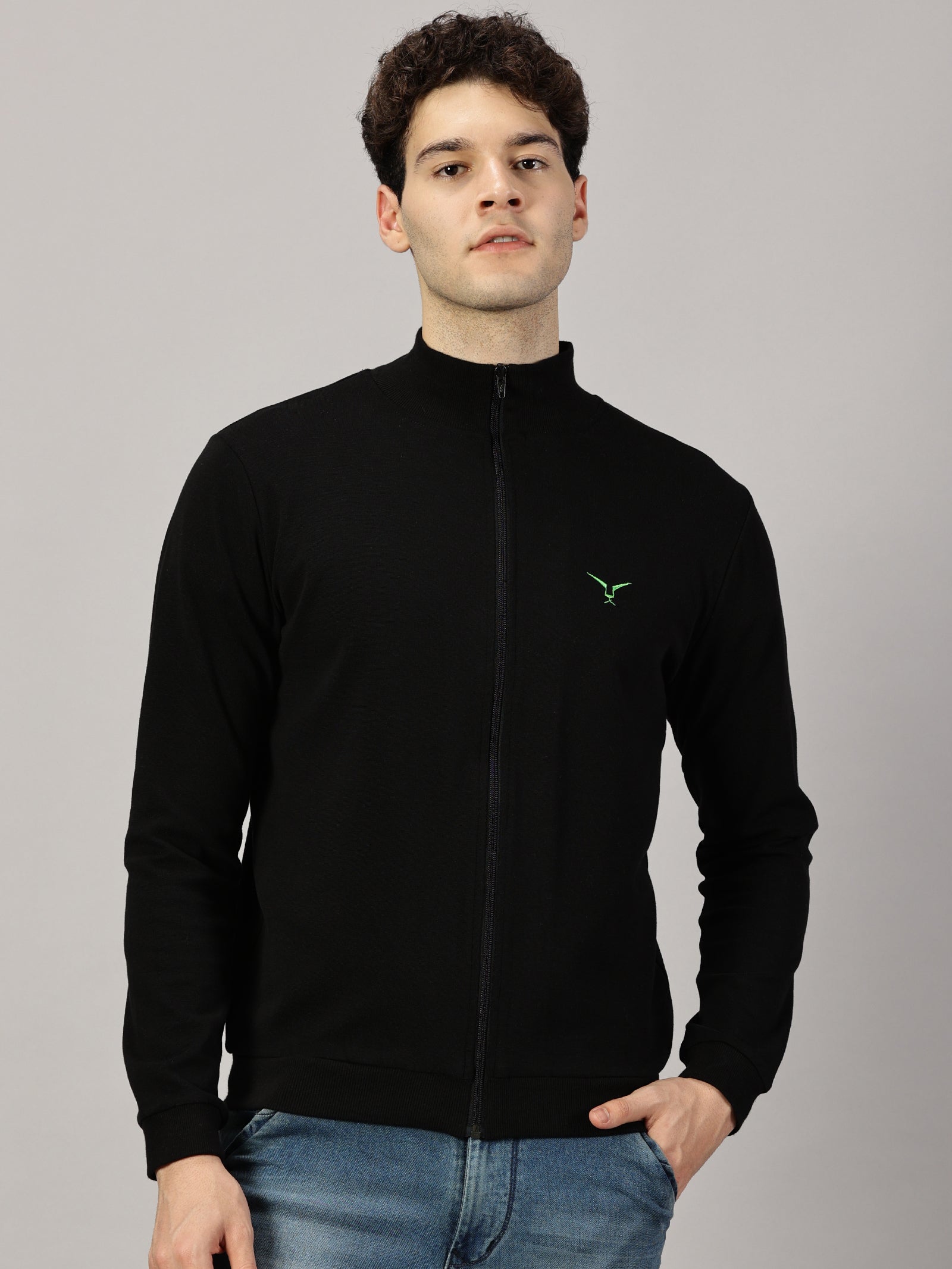 Sweatshirt : High Neck Full Zipper