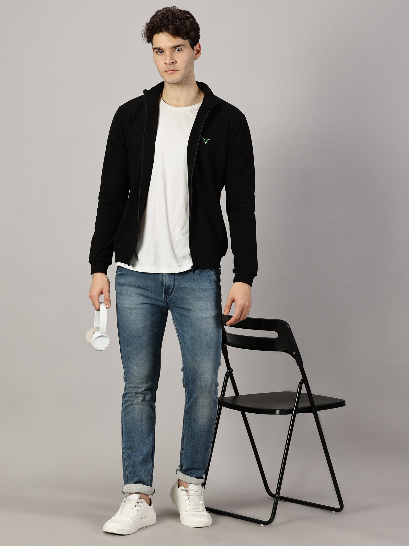 Sweatshirt : High Neck Full Zipper