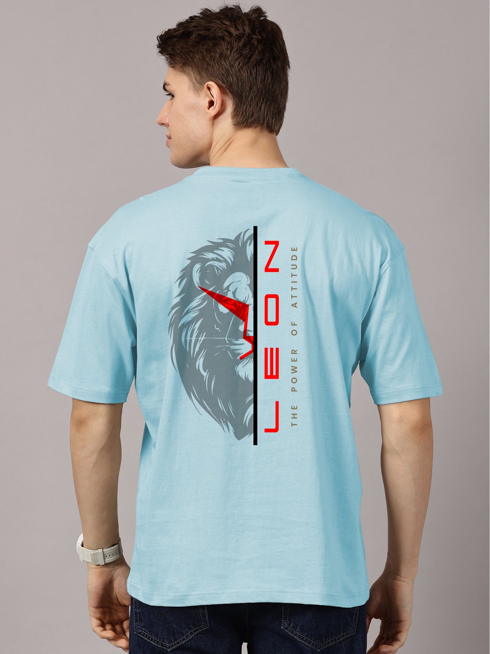 Oversized : Lion Power Printed T-Shirt