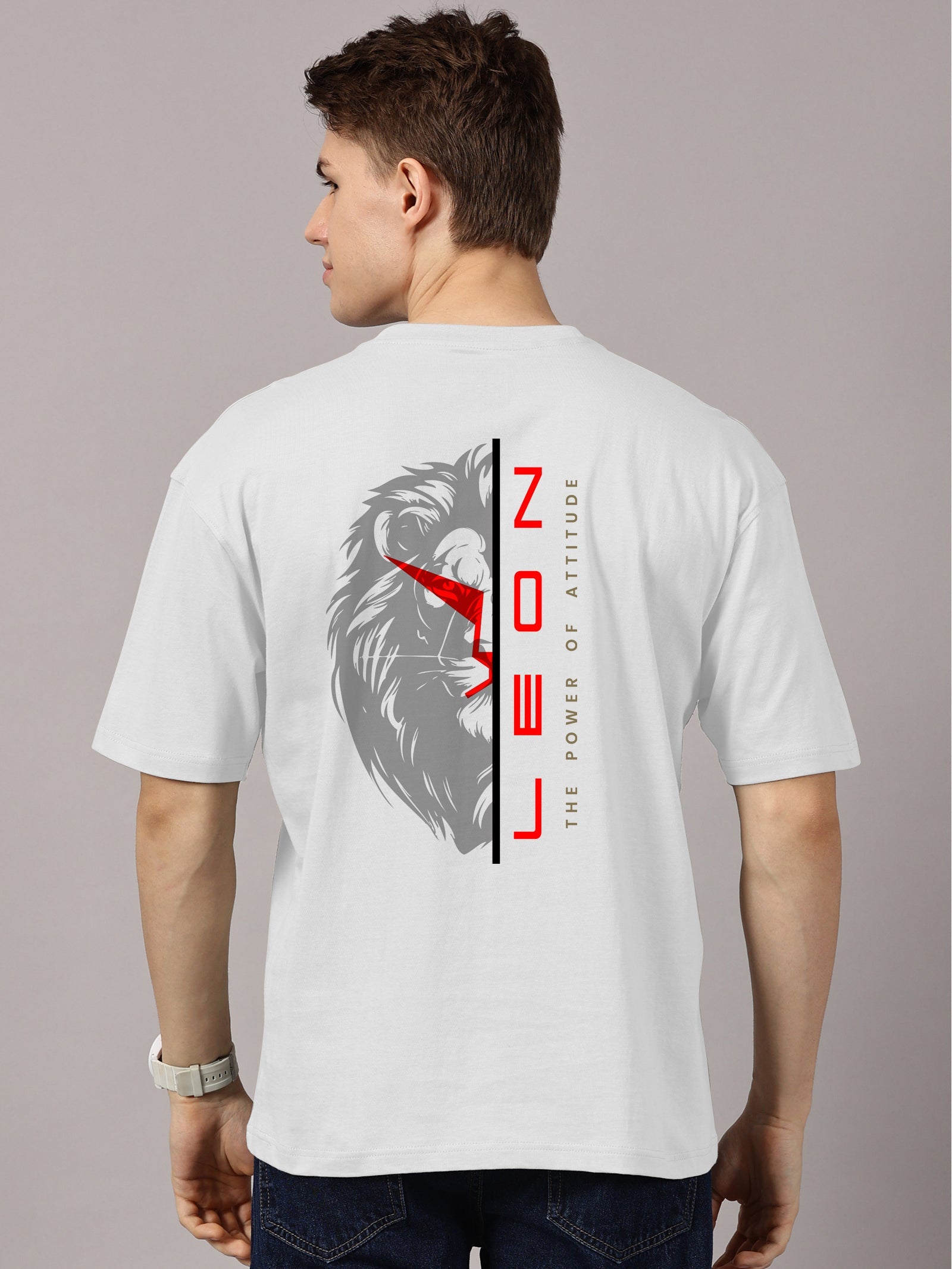 Oversized : Lion Power Printed T-Shirt