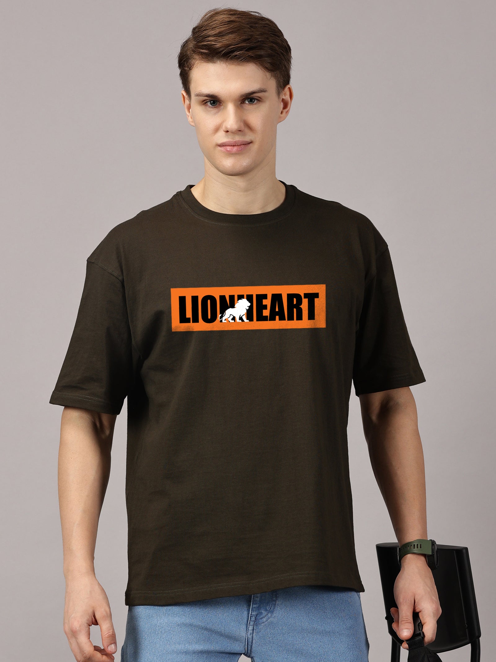 Oversized : Lion Heart Printed T-Shirt