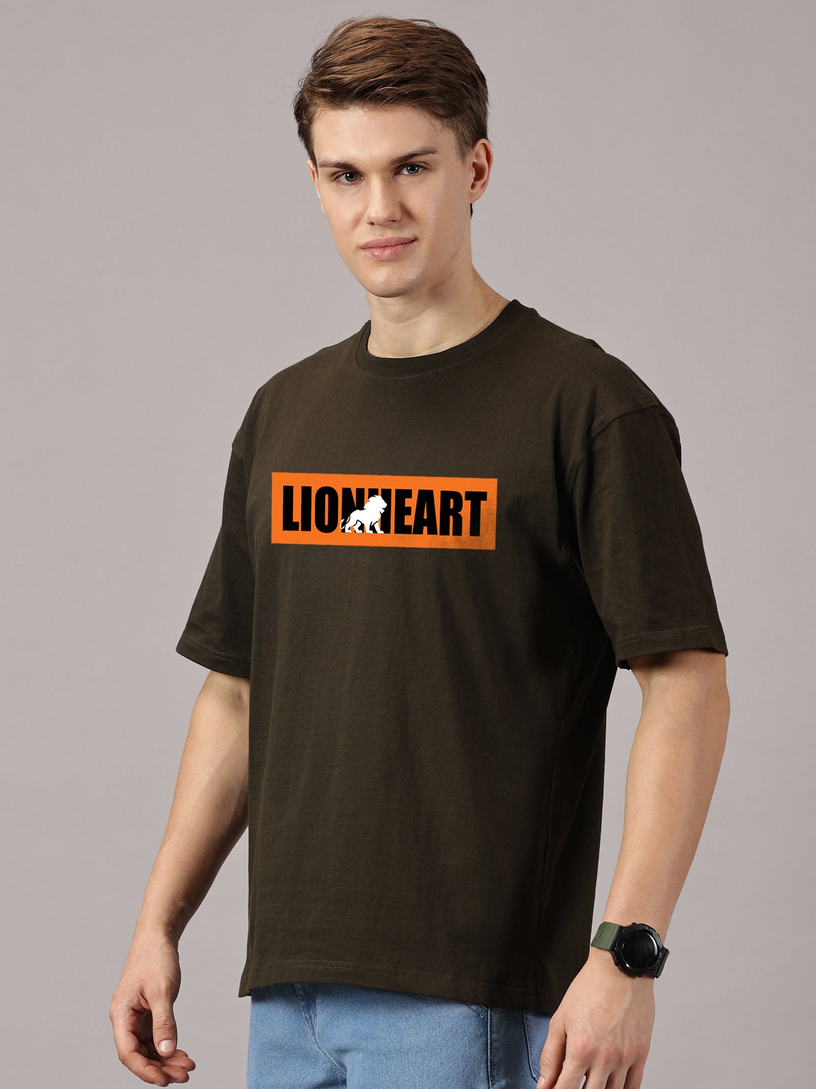 Oversized : Lion Heart Printed T-Shirt