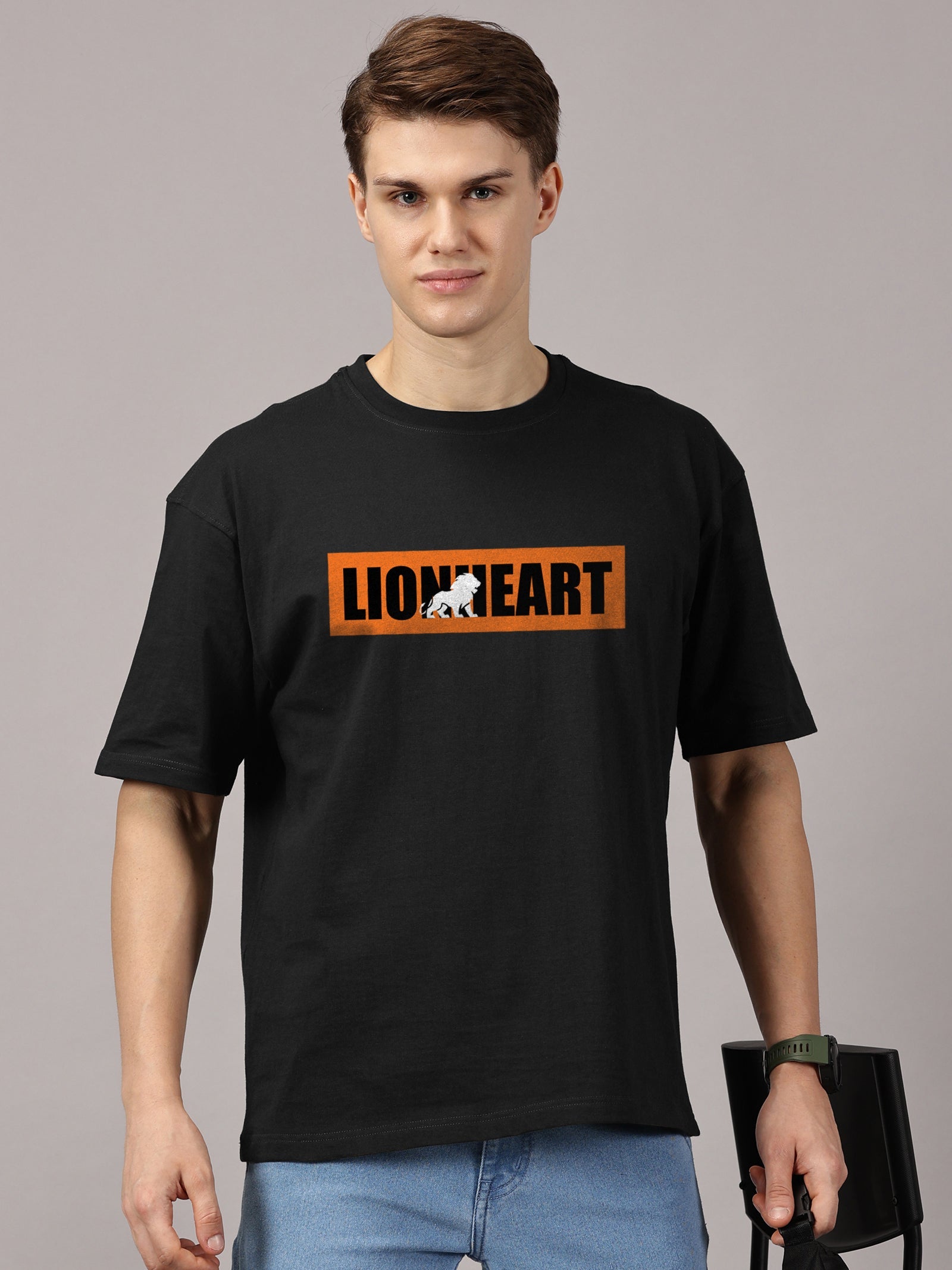 Oversized : Lion Heart Printed T-Shirt