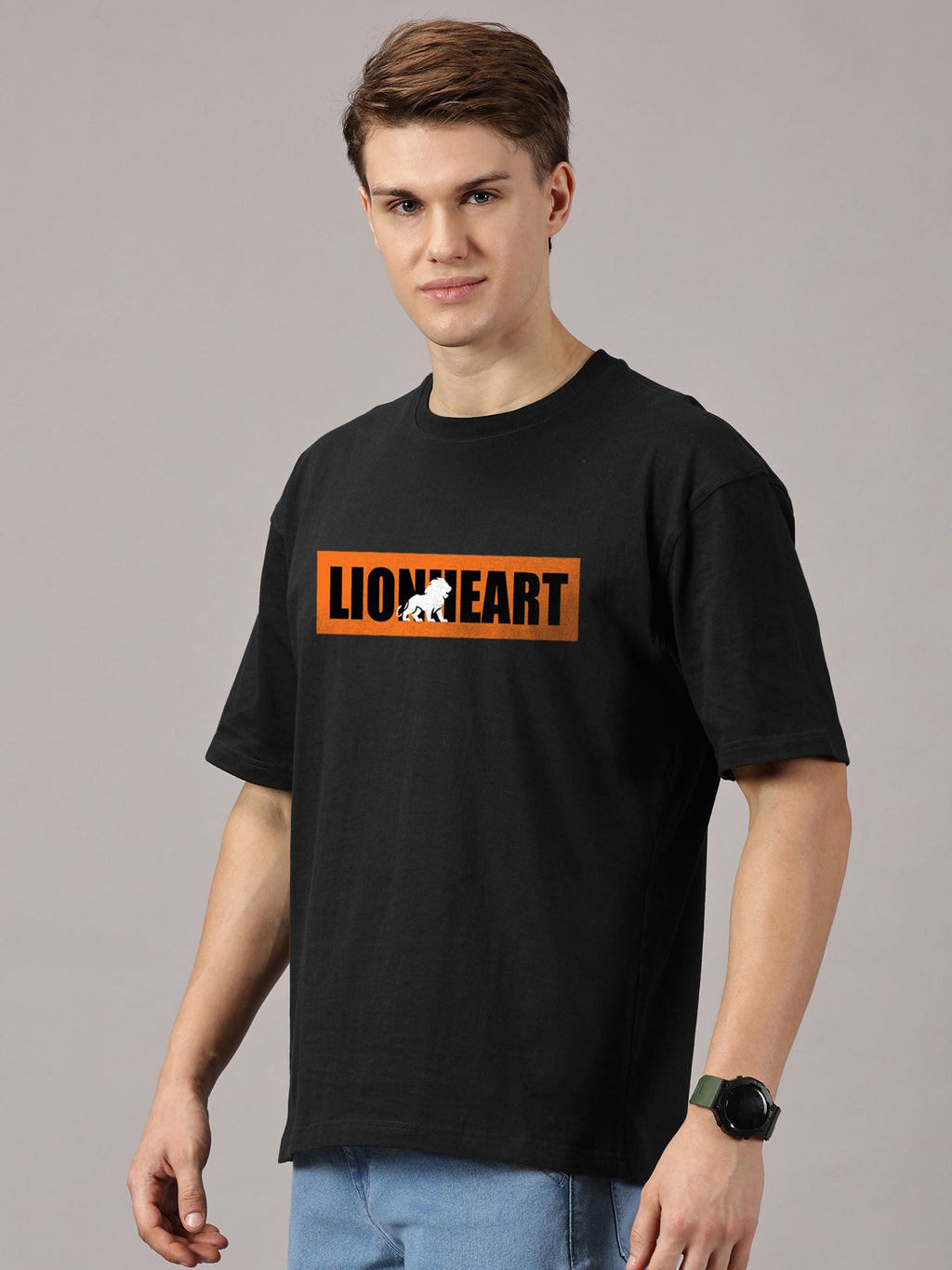 Oversized : Lion Heart Printed T-Shirt