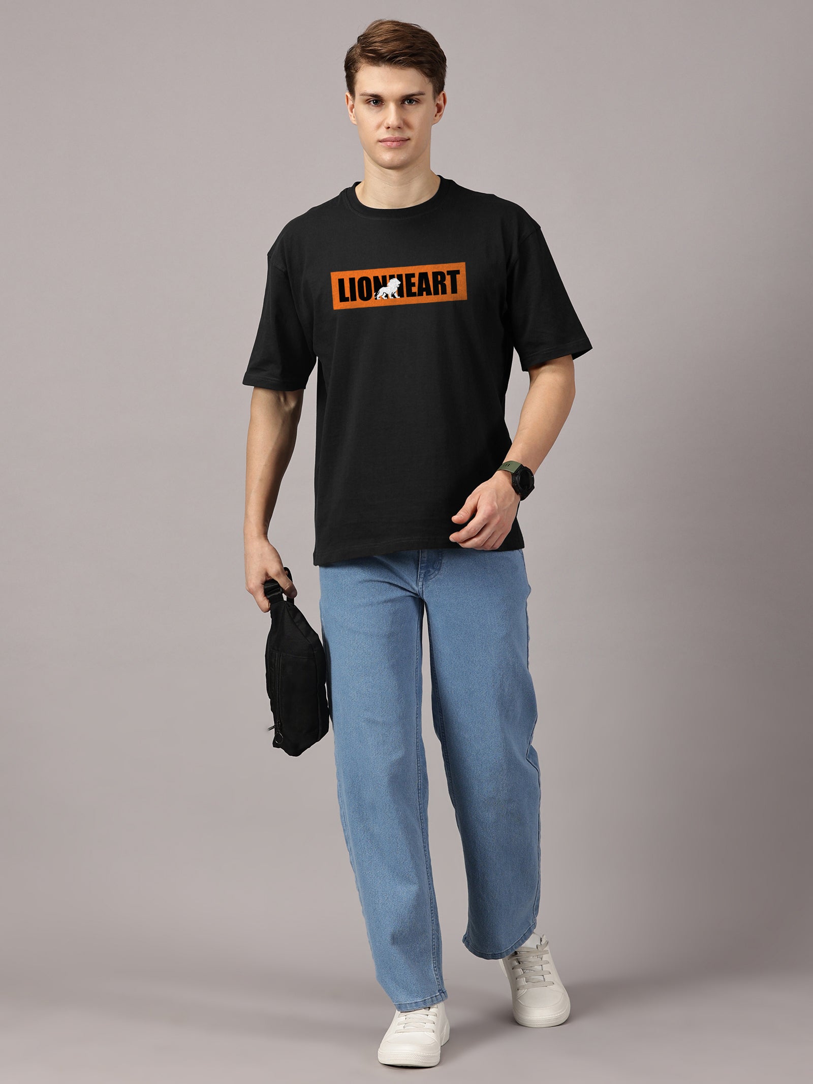 Oversized : Lion Heart Printed T-Shirt