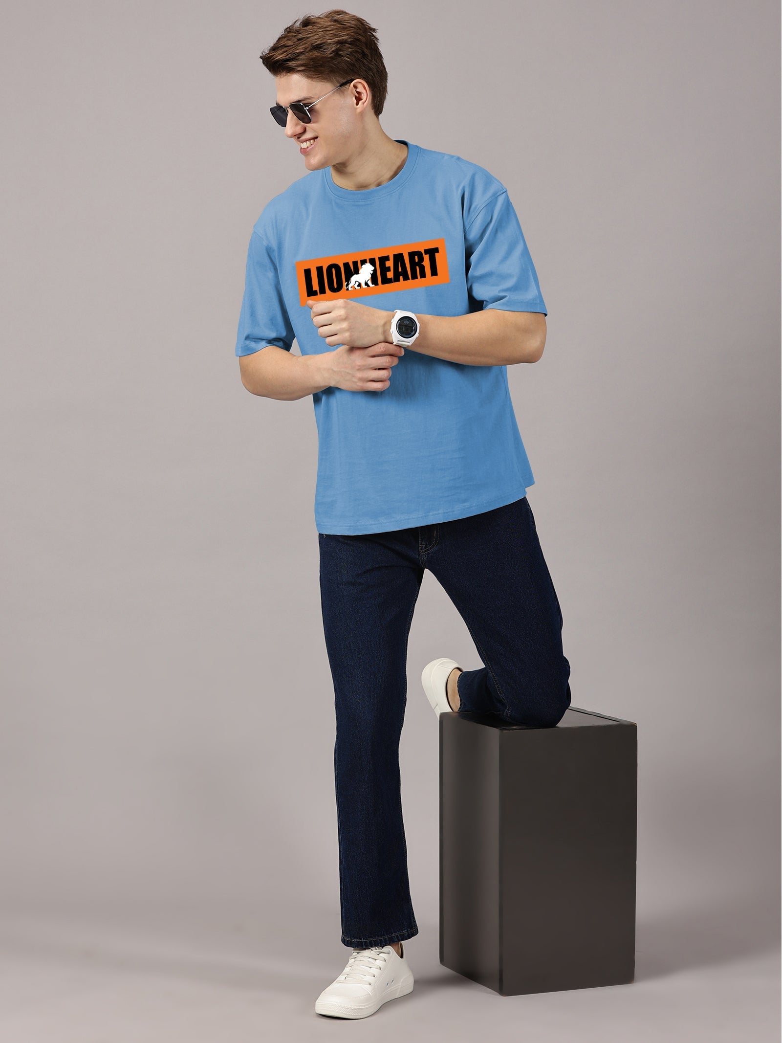 Oversized : Lion Heart Printed T-Shirt