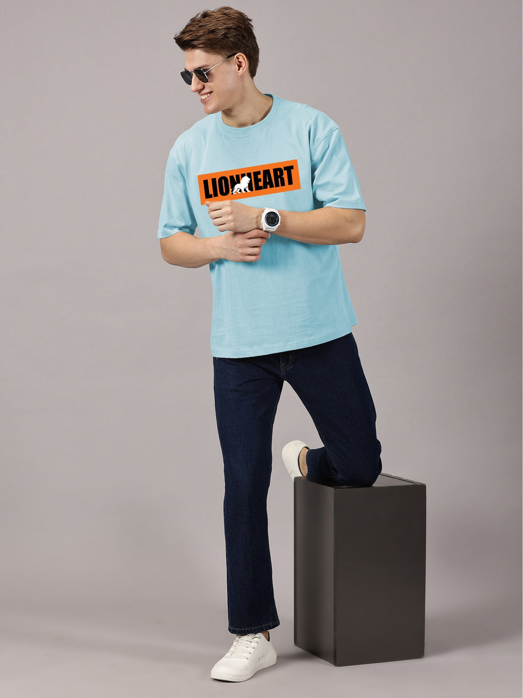 Oversized : Lion Heart Printed T-Shirt