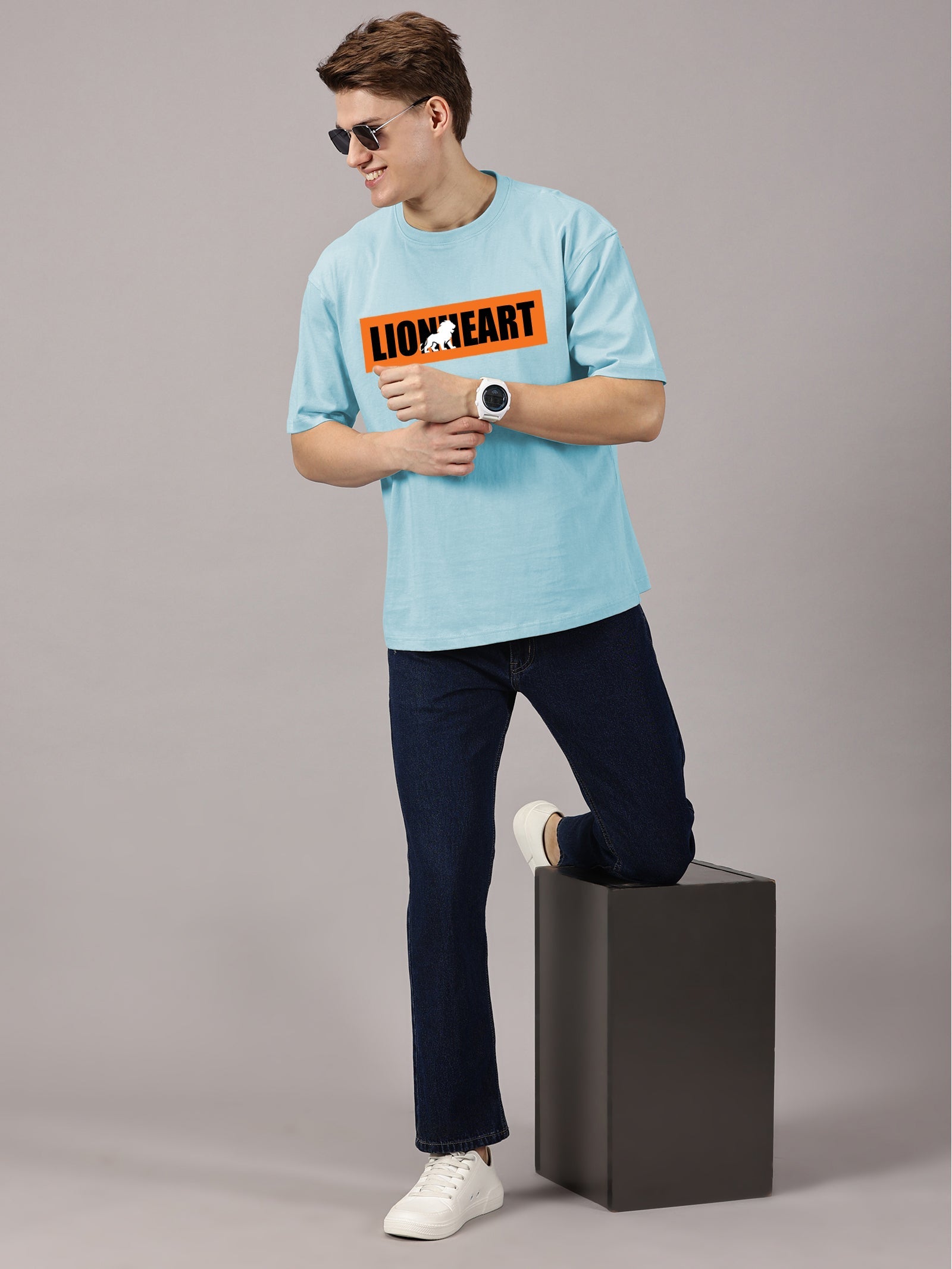 Oversized : Lion Heart Printed T-Shirt