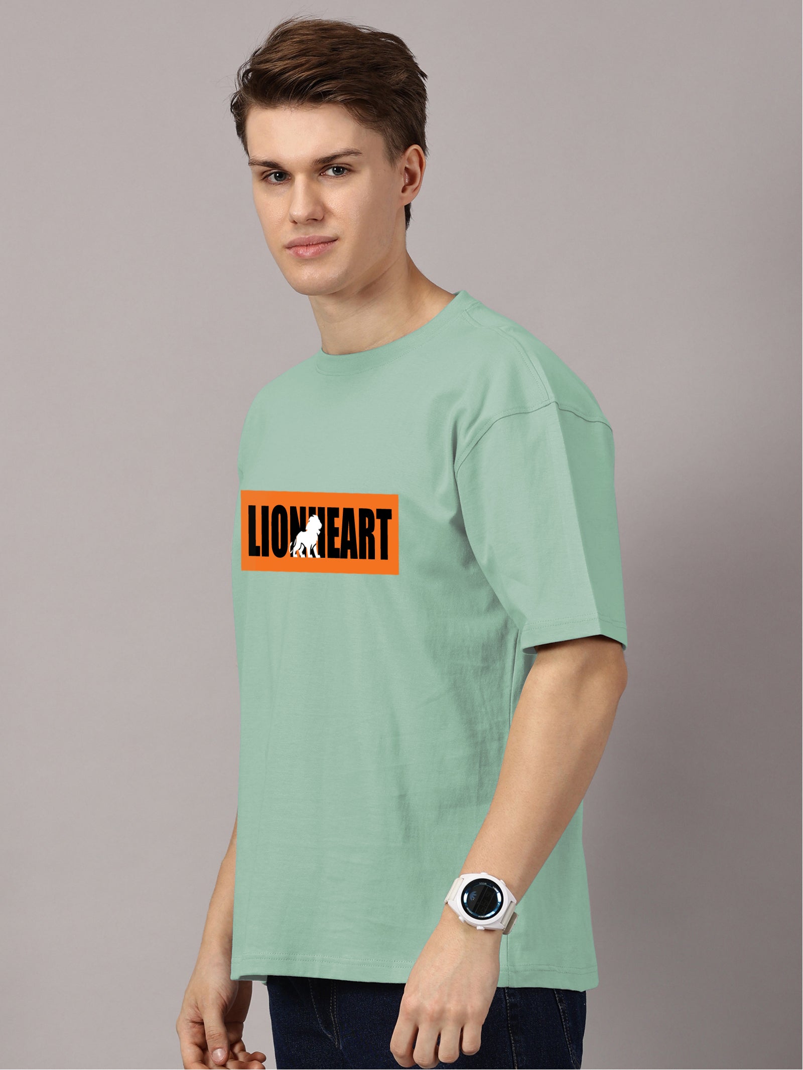Oversized : Lion Heart Printed T-Shirt
