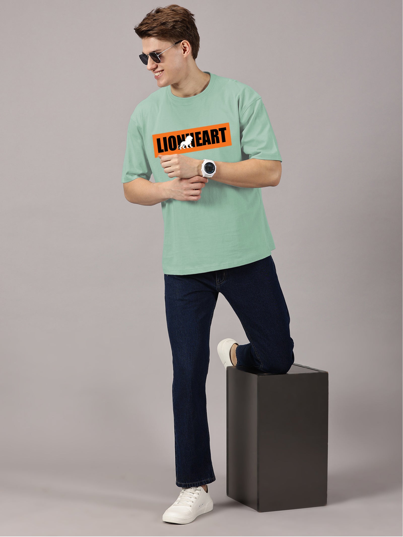 Oversized : Lion Heart Printed T-Shirt