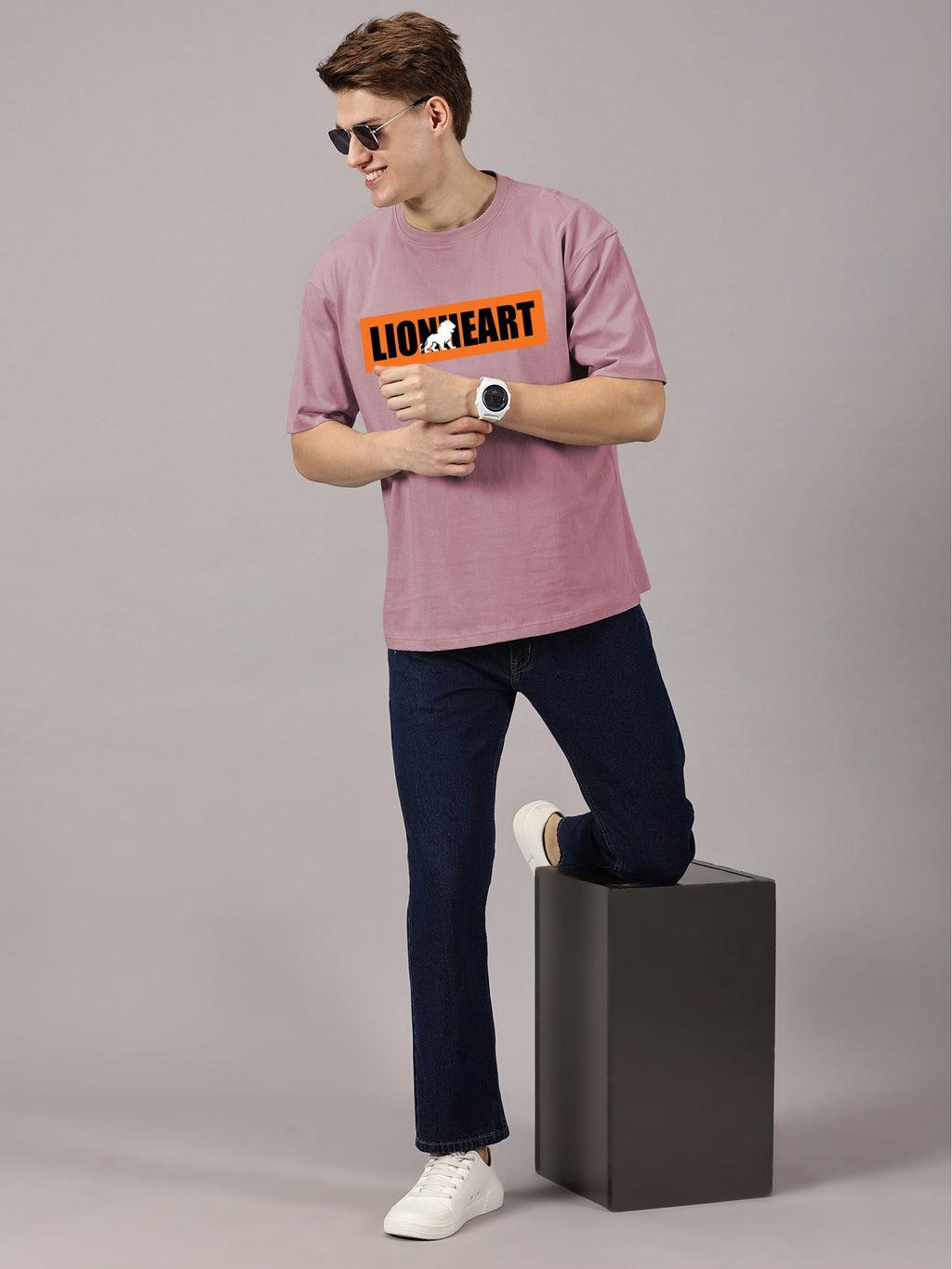 Oversized : Lion Heart Printed T-Shirt