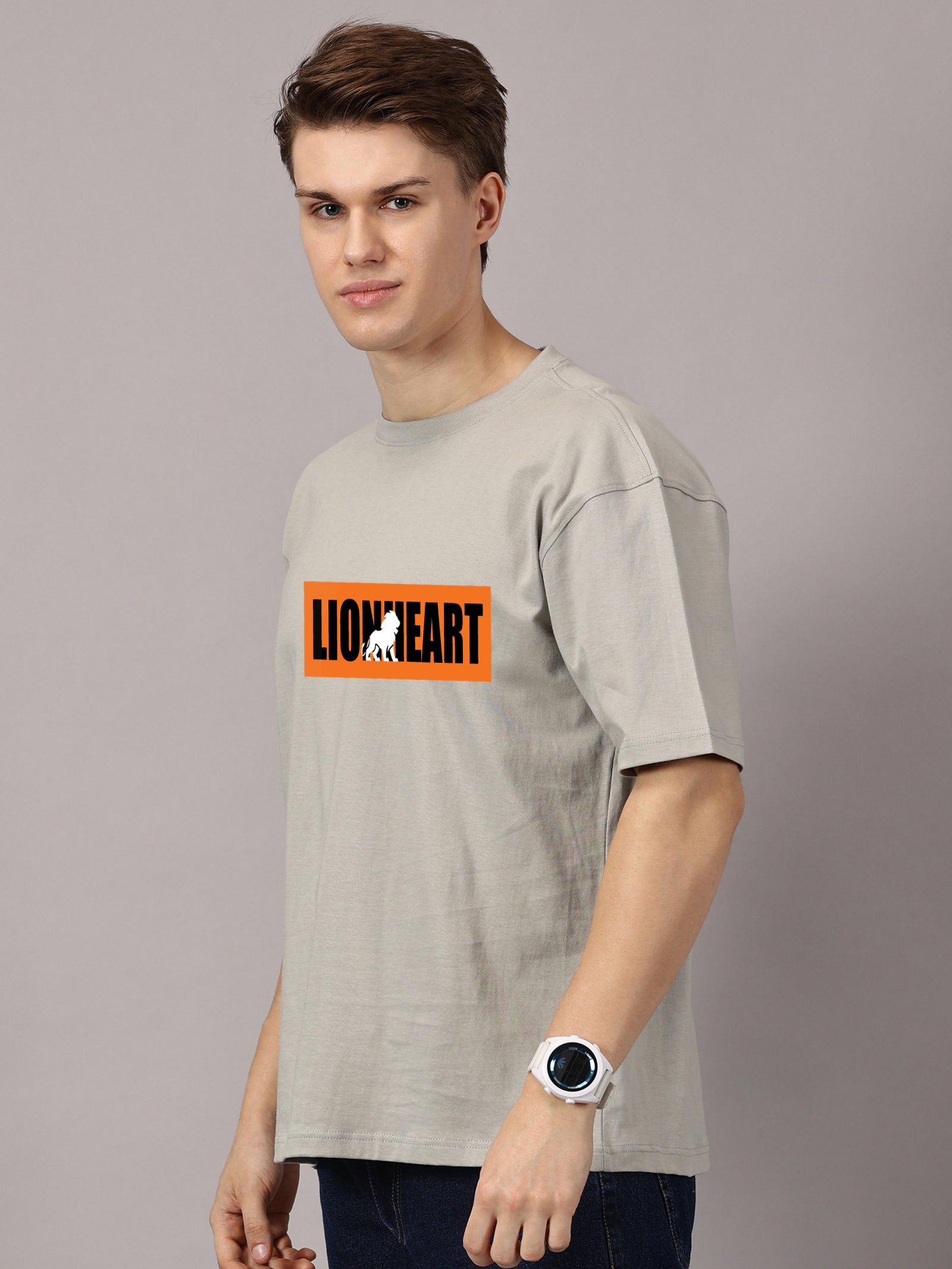 Oversized : Lion Heart Printed T-Shirt