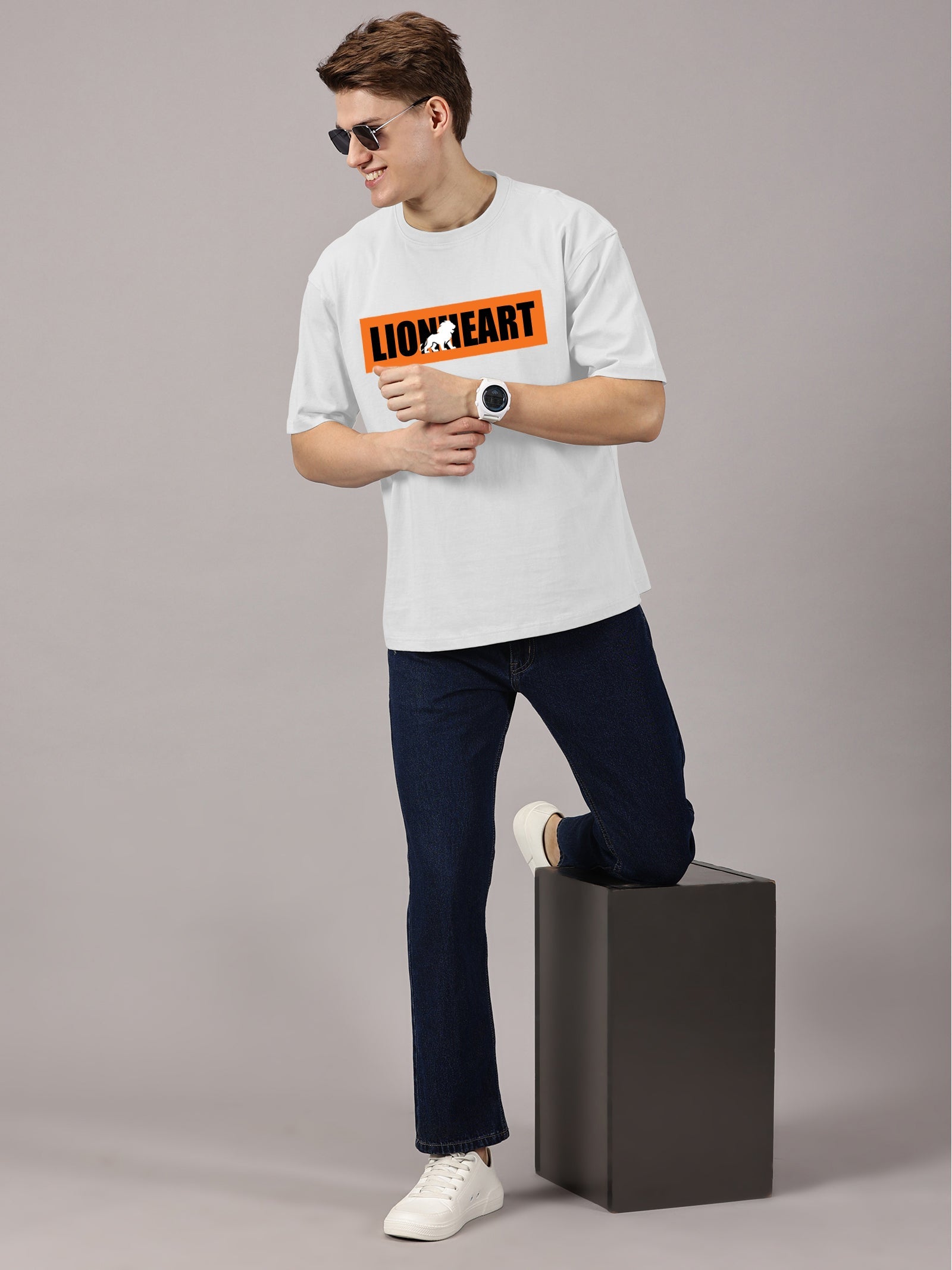 Oversized : Lion Heart Printed T-Shirt