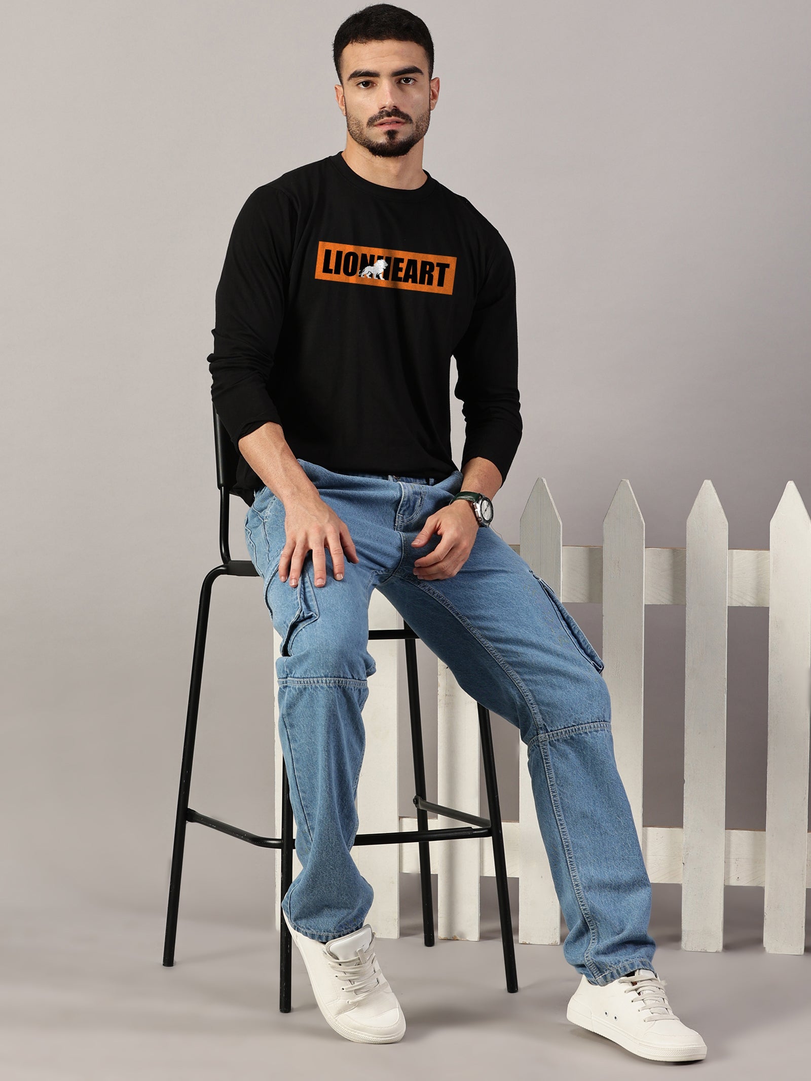 Basics : Lion Heart Printed T-Shirt