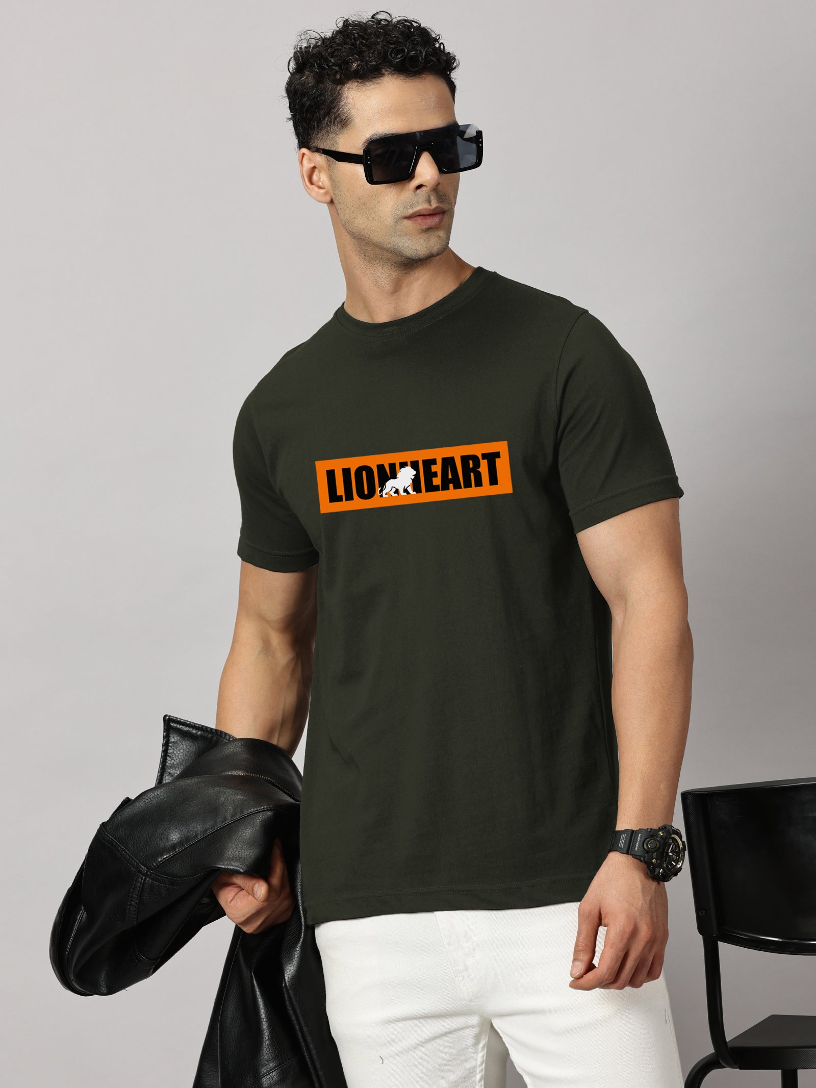 Basics : Lion Heart Printed T-Shirt