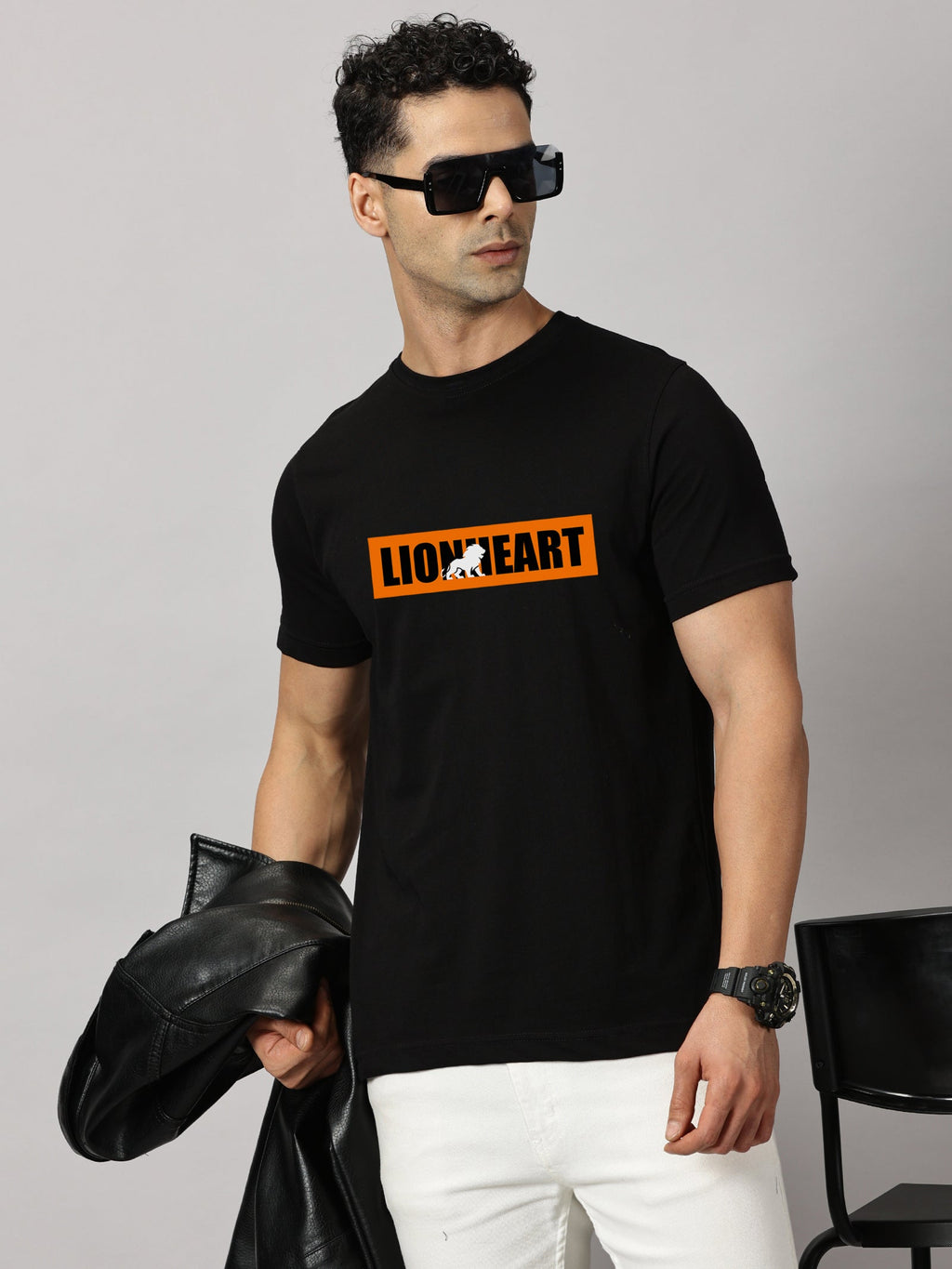 Basics : Lion Heart Printed T-Shirt