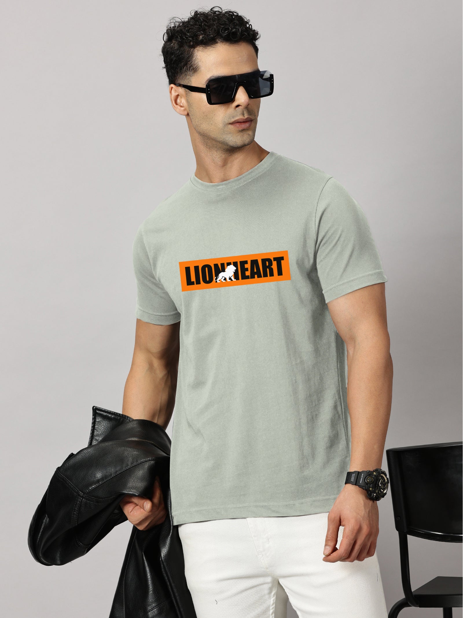 Basics : Lion Heart Printed T-Shirt