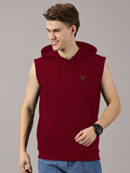 Sweatshirt :Solid Sleeveless Hoodie