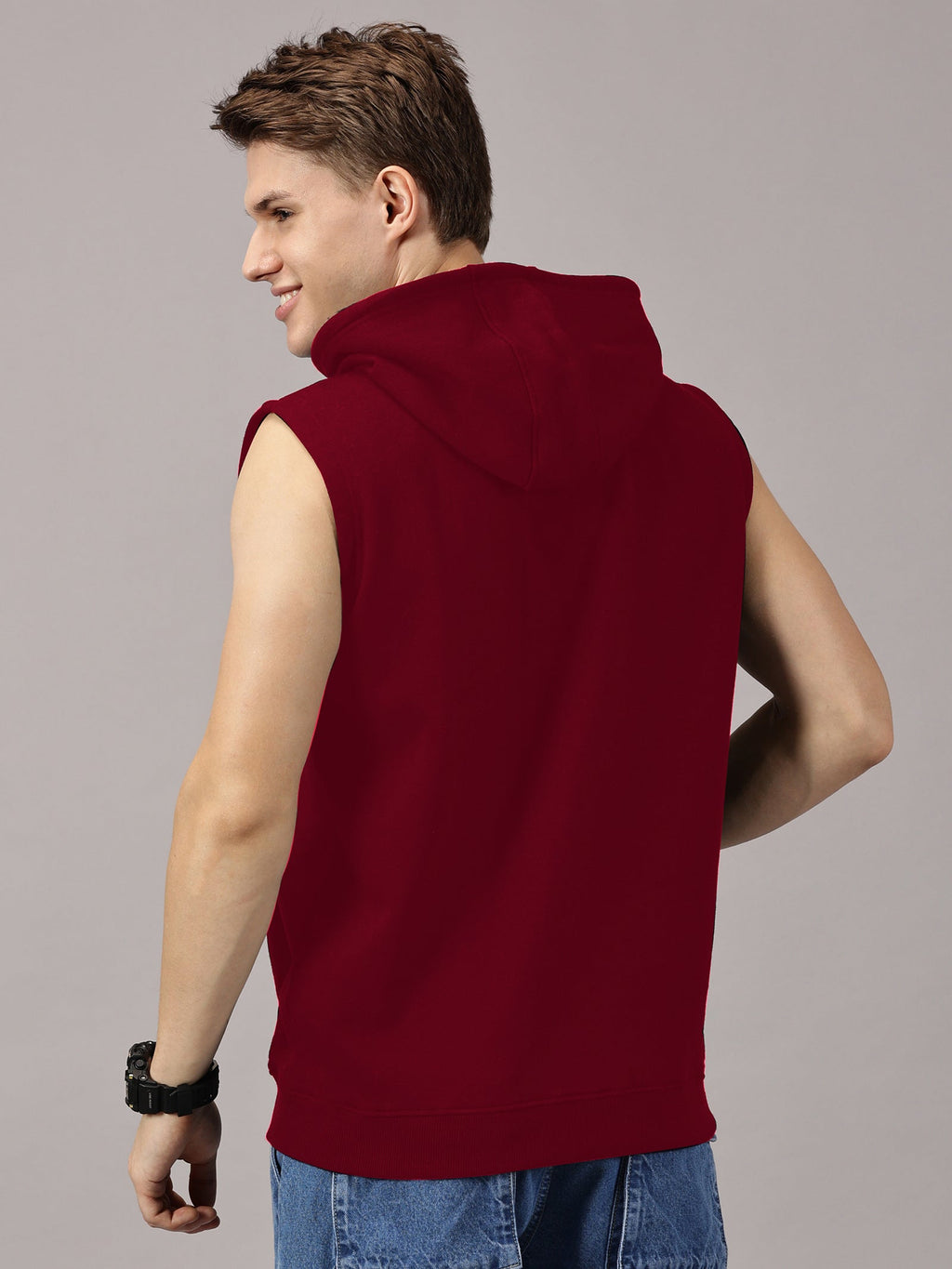 Sweatshirt :Solid Sleeveless Hoodie