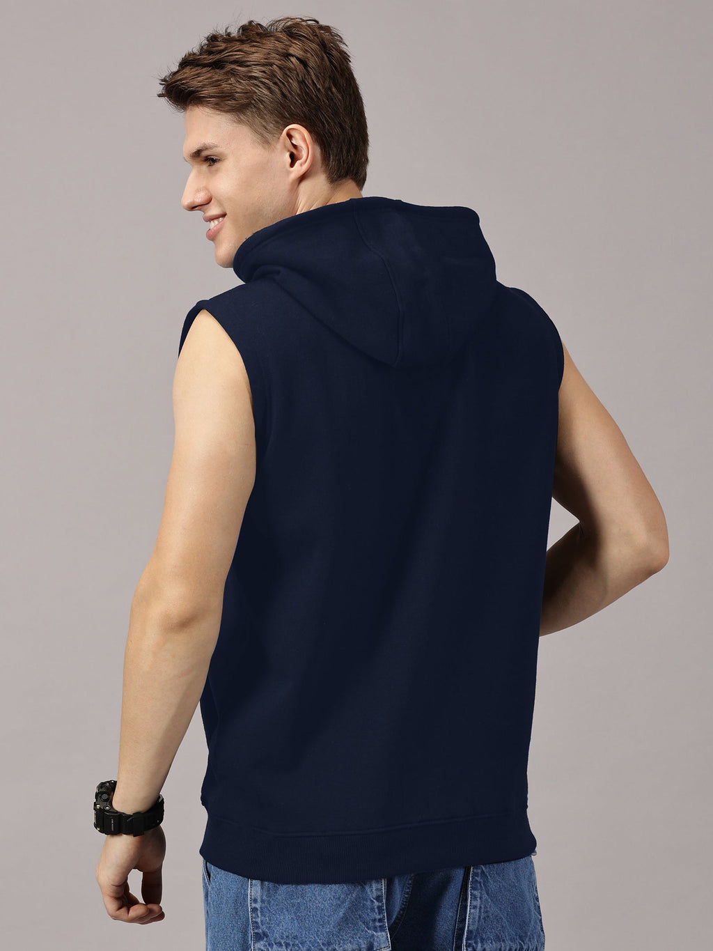 Sweatshirt :Solid Sleeveless Hoodie
